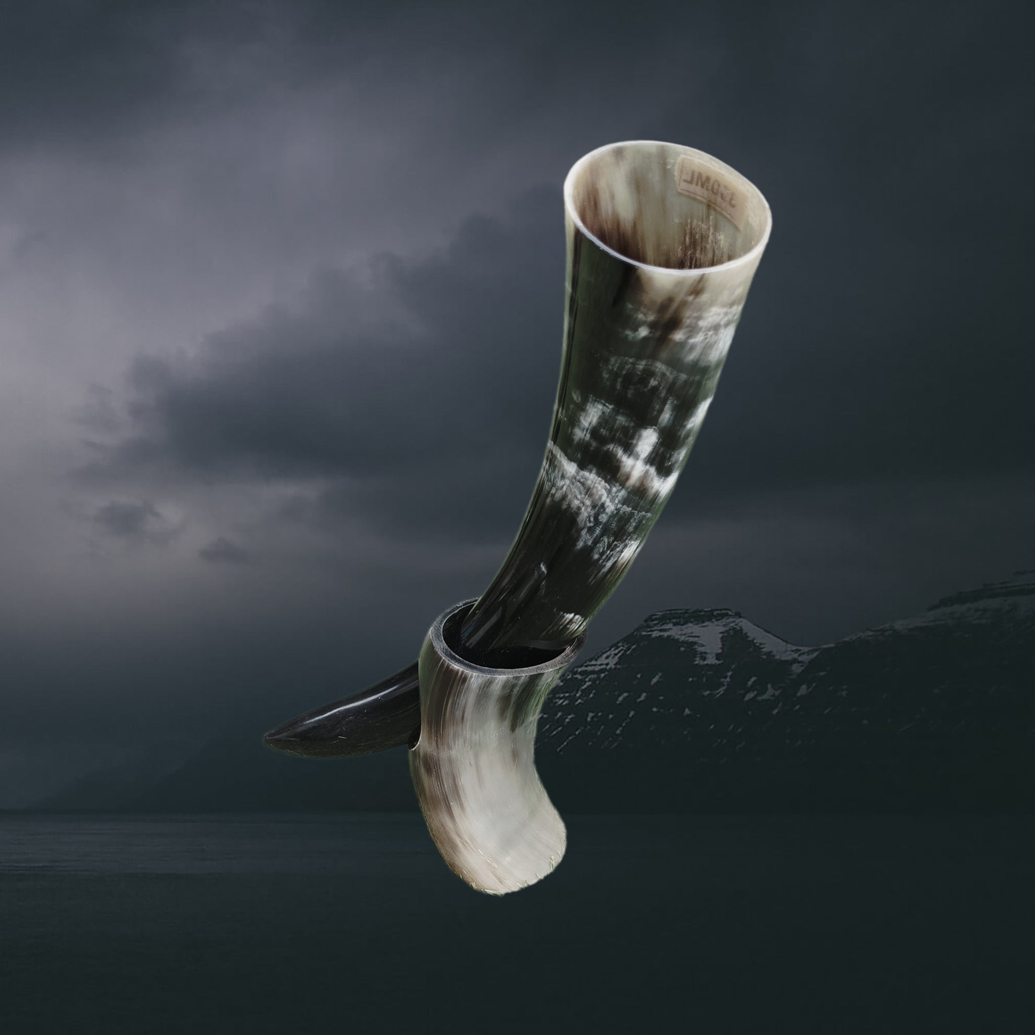 Small Ox Horn Viking Drinking Horn with Fitted Horn Stand. Example