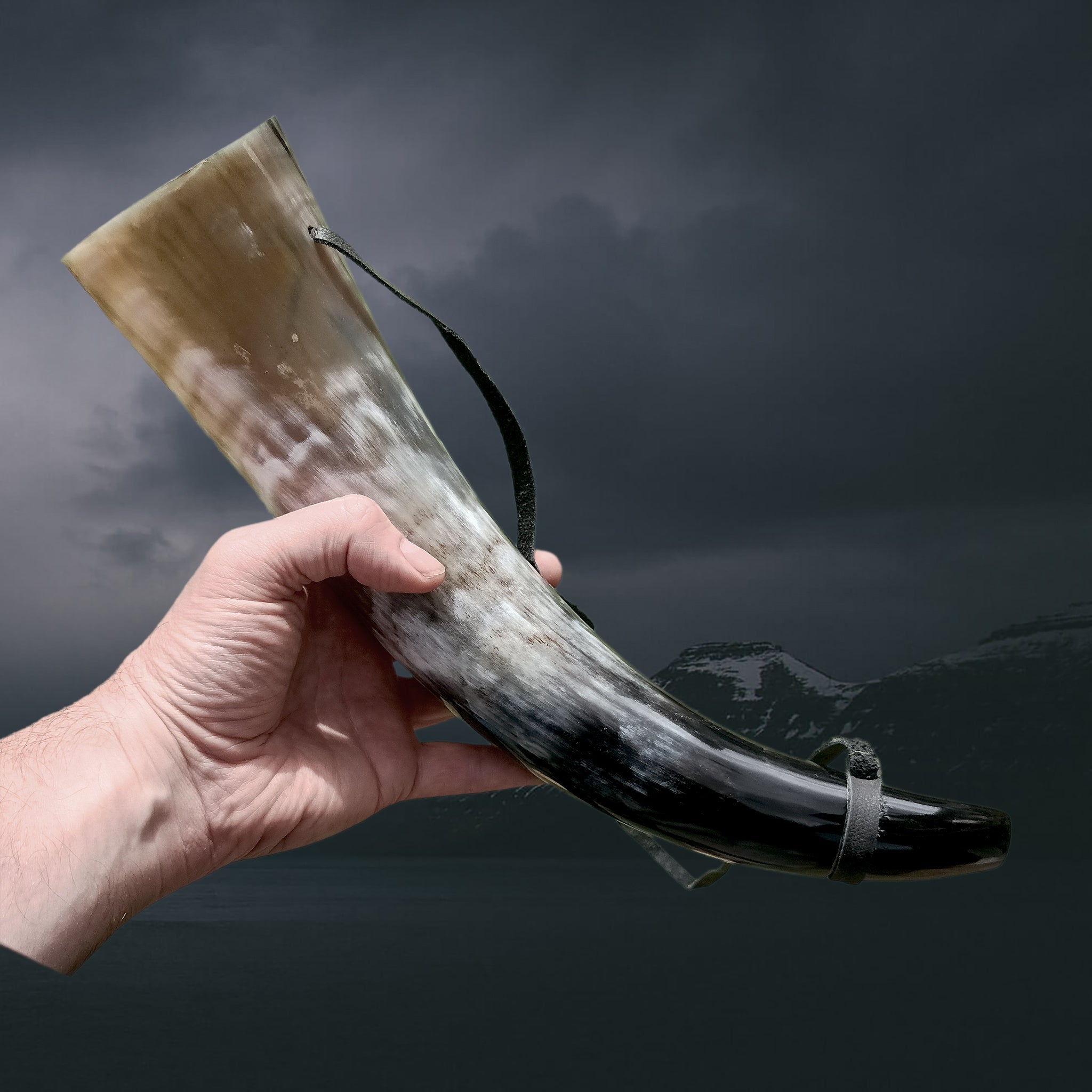 Polished Small Viking Blowing Horn / Bugle in Hand - Viking Musical Instruments