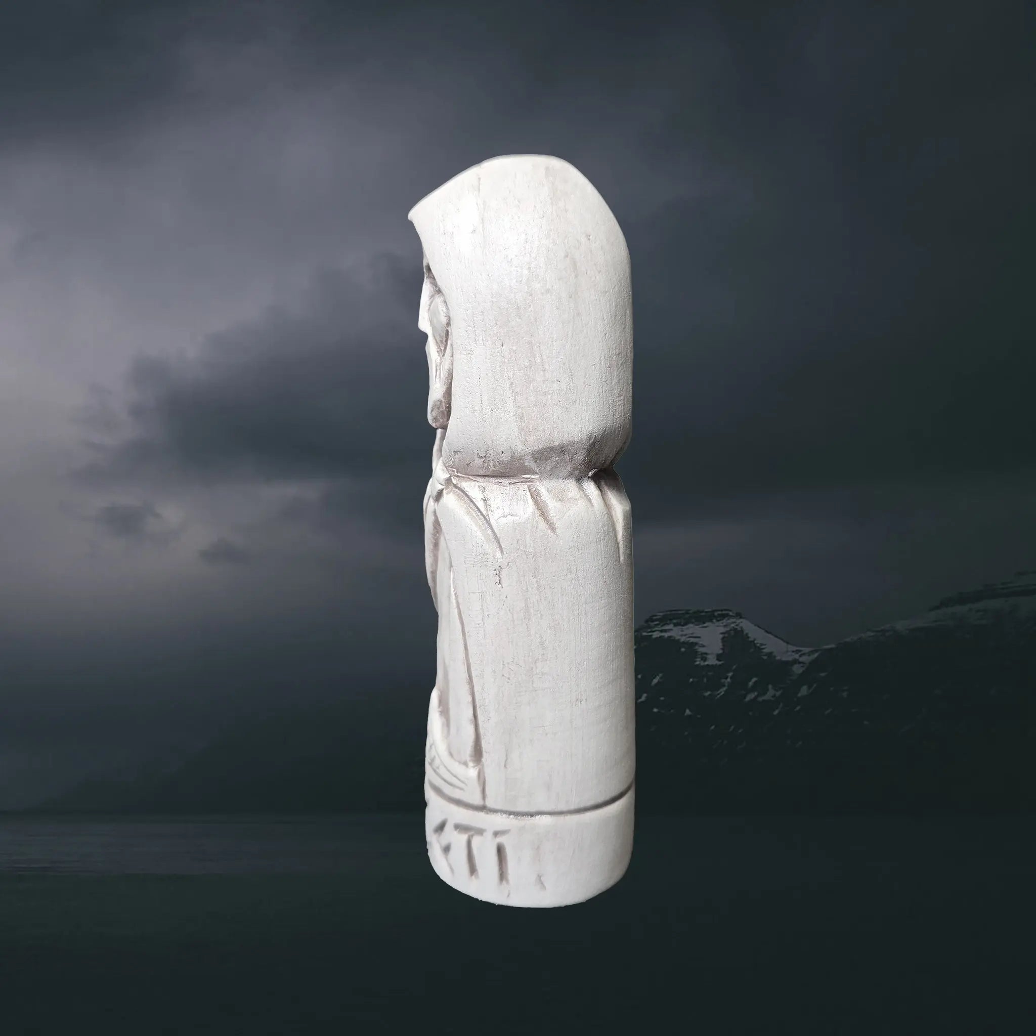 Hand-Crafted Ceramic Norse God Forseti Statuette - Left Side View