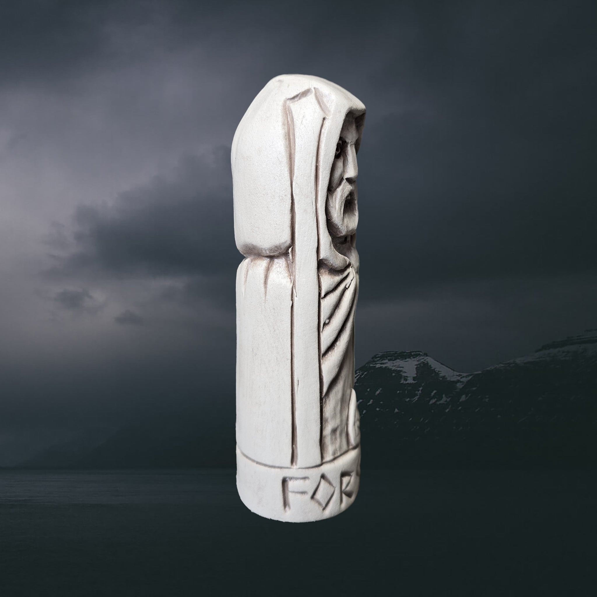 Hand-Crafted Ceramic Norse God Forseti Statuette - Right Side View