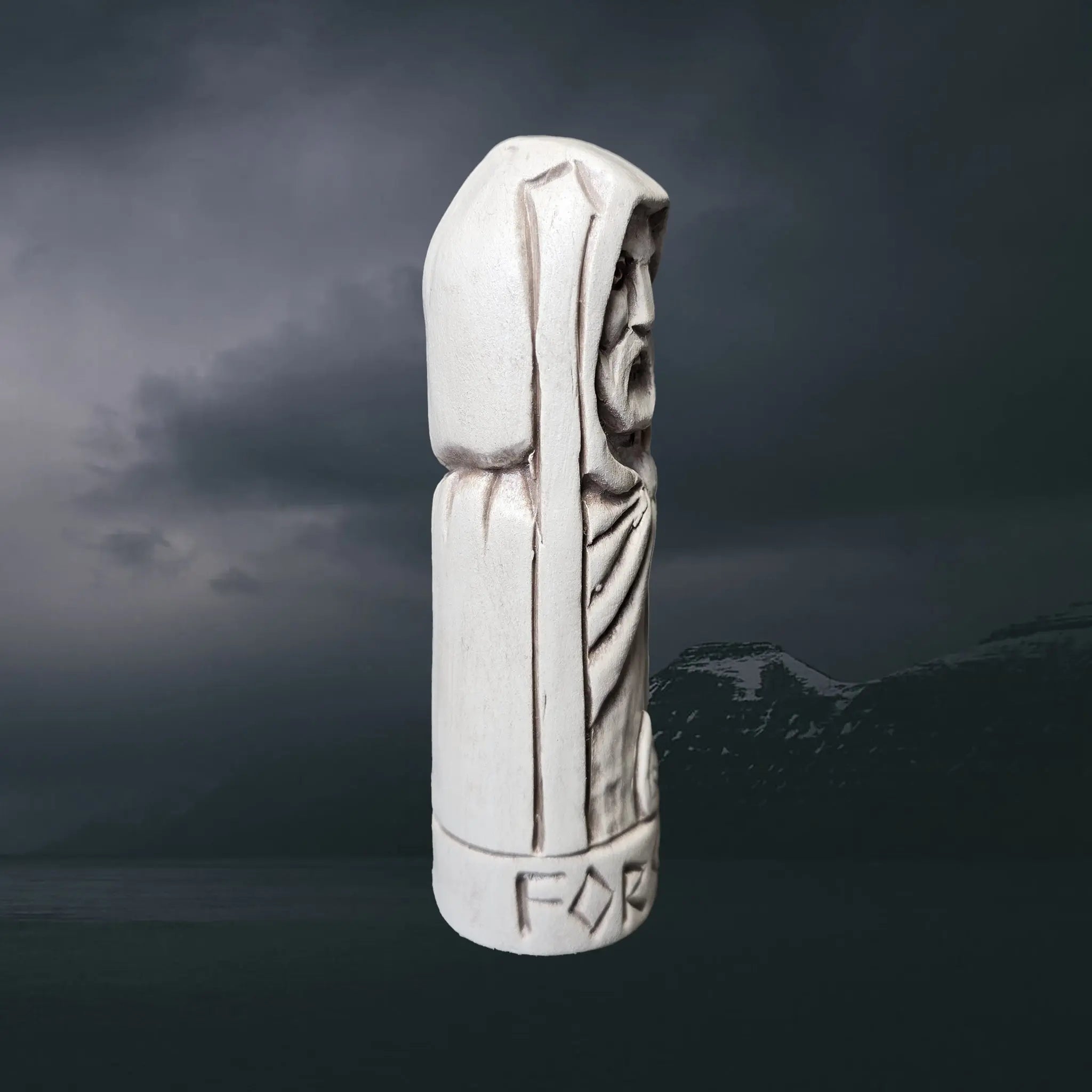 Hand-Crafted Ceramic Norse God Forseti Statuette - Right Side View