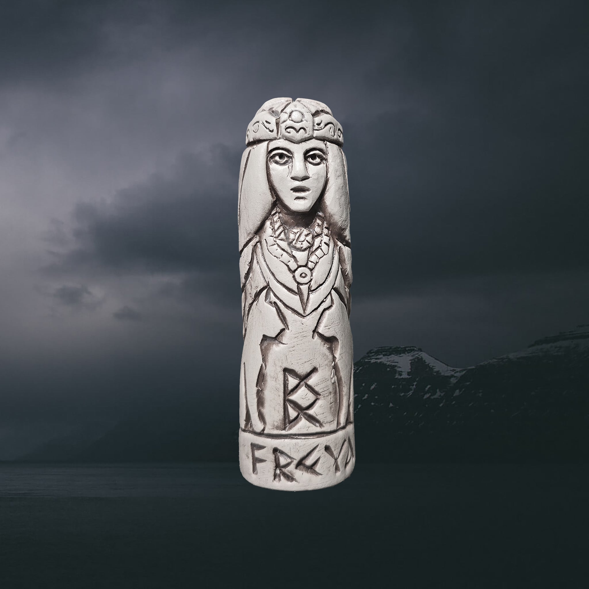 Hand-Crafted Ceramic Norse Goddess Freya Statuette