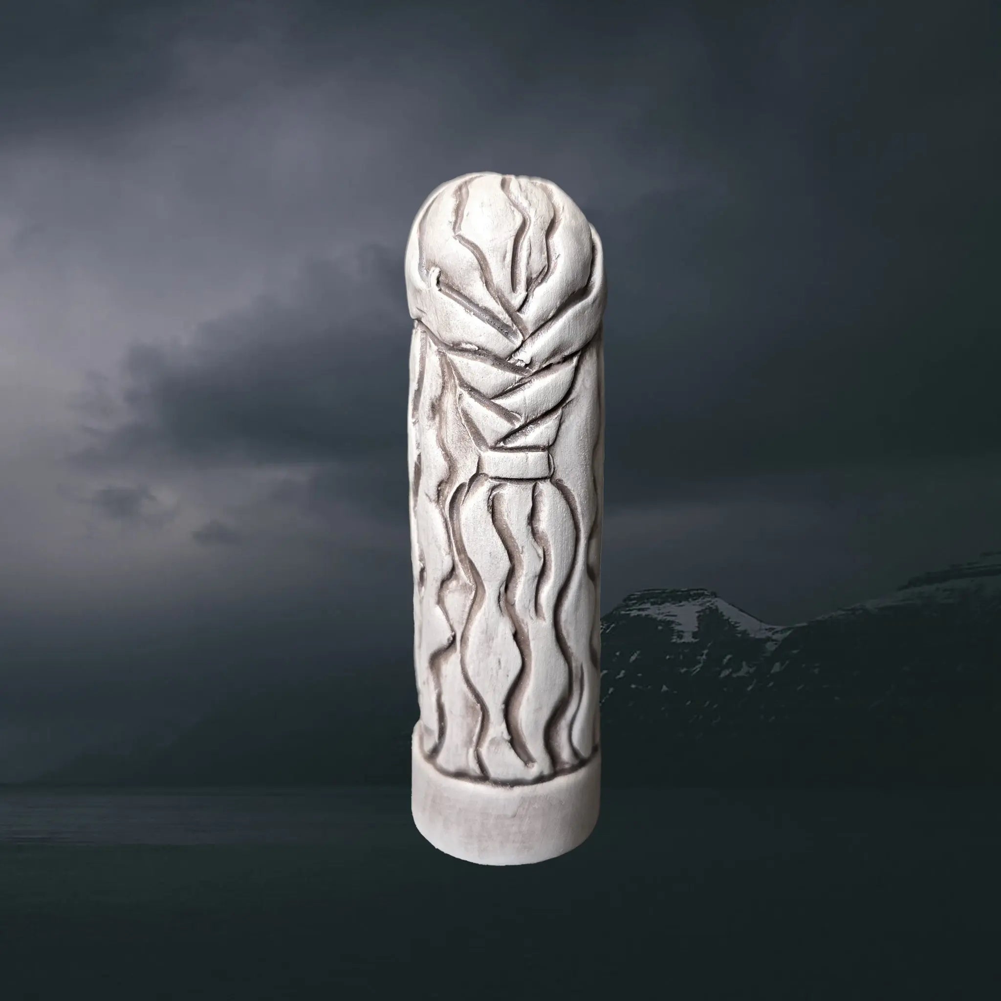 Hand-Crafted Ceramic Norse Goddess Gefjon Statuette - Back View