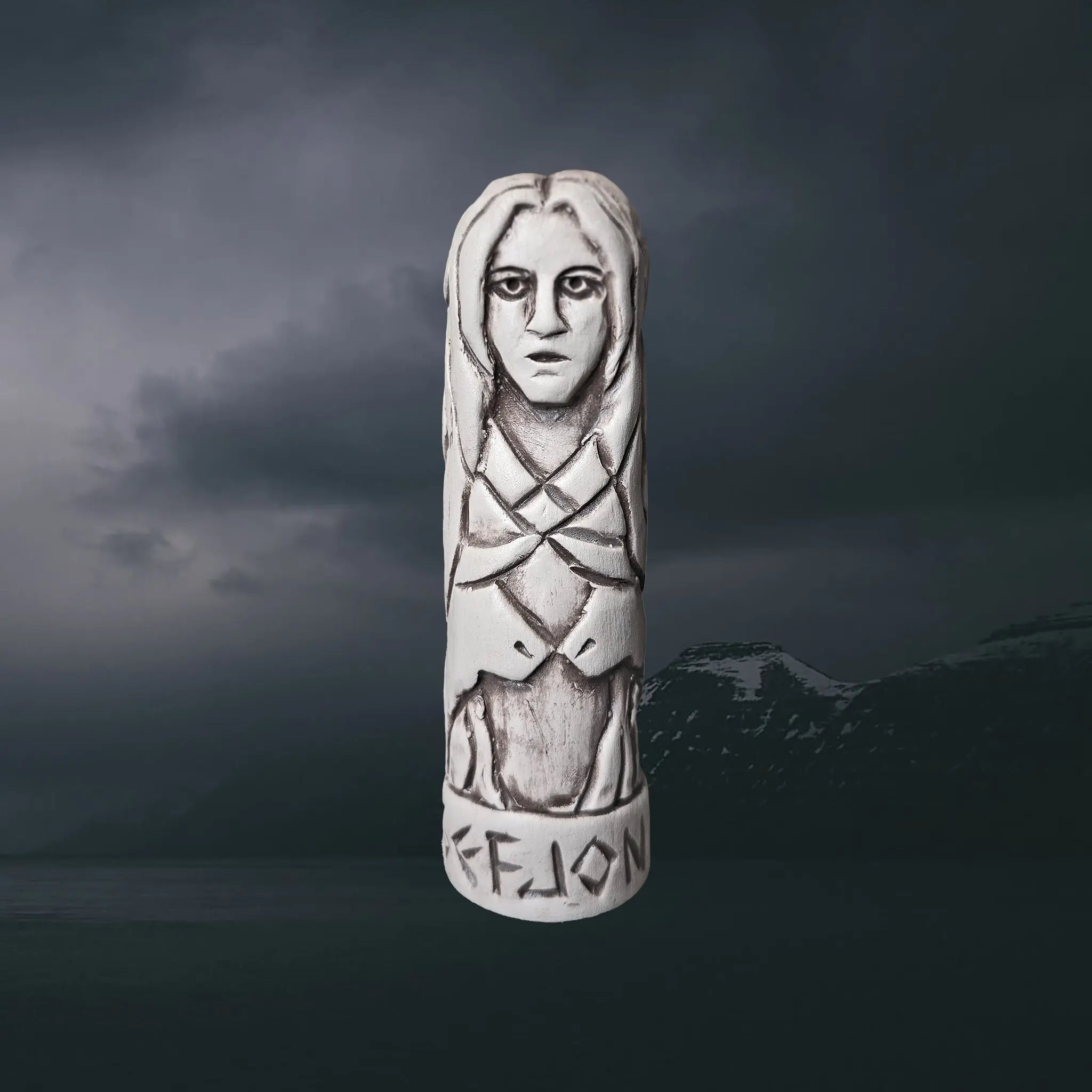 Hand-Crafted Ceramic Norse Goddess Gefjon Statuette