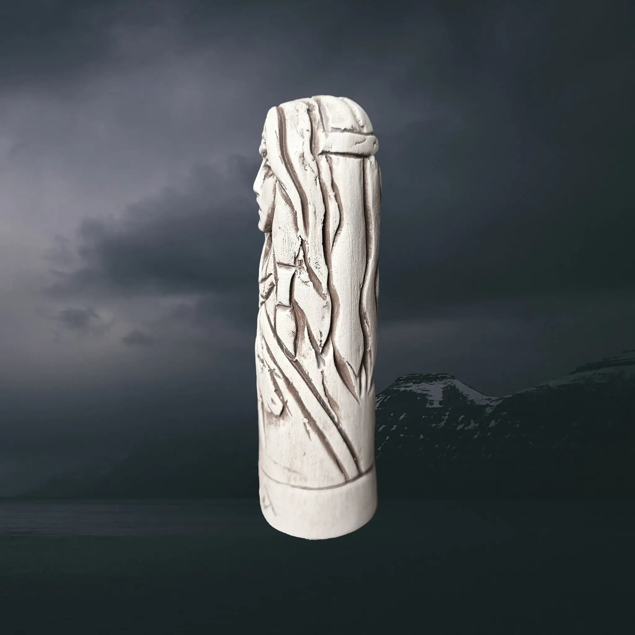 Hand-Crafted Ceramic Norse Goddess Gna Statuette - Left Side View