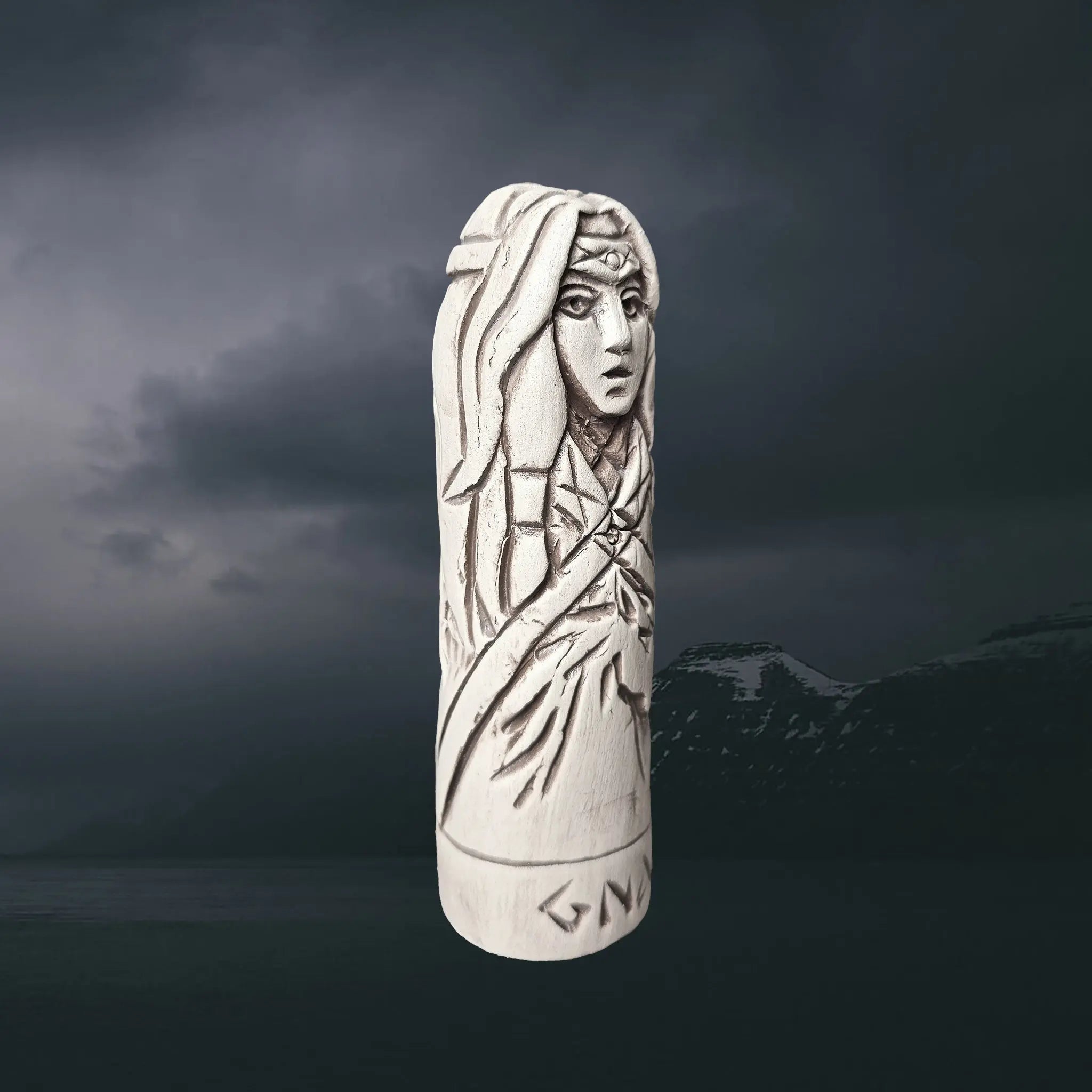 Hand-Crafted Ceramic Norse Goddess Gna Statuette - Right Side Angle View
