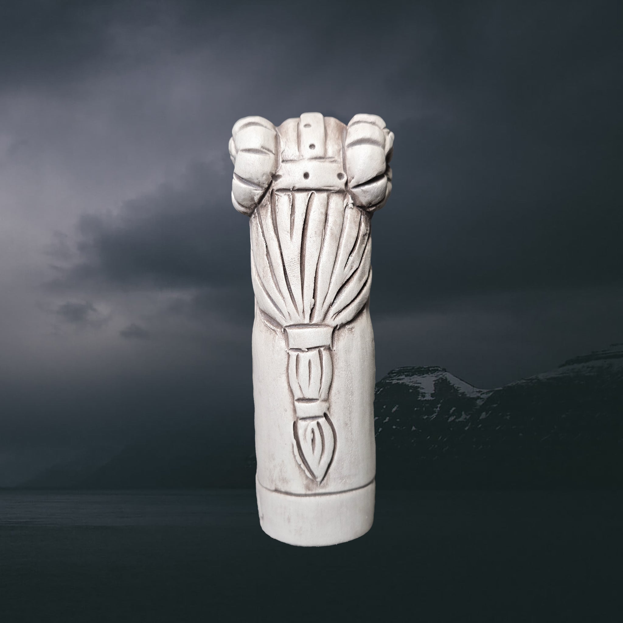 Hand-Crafted Ceramic Norse God Heimdall Statuette - Back View