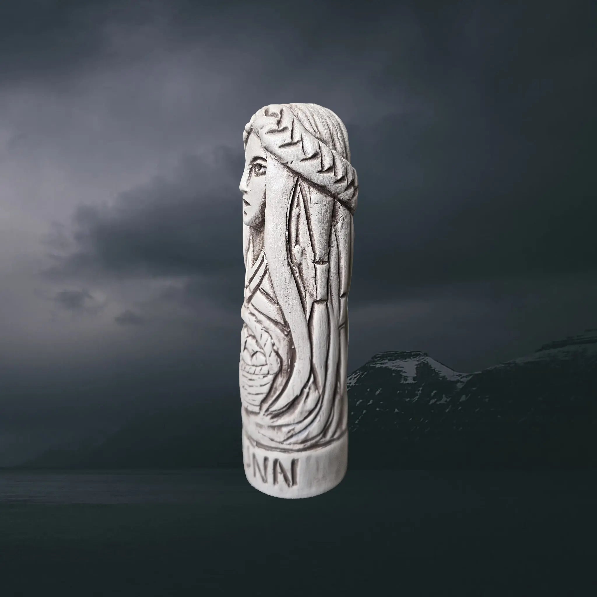 Hand-Crafted Ceramic Norse Goddess Idunn Statuette - Left Side View