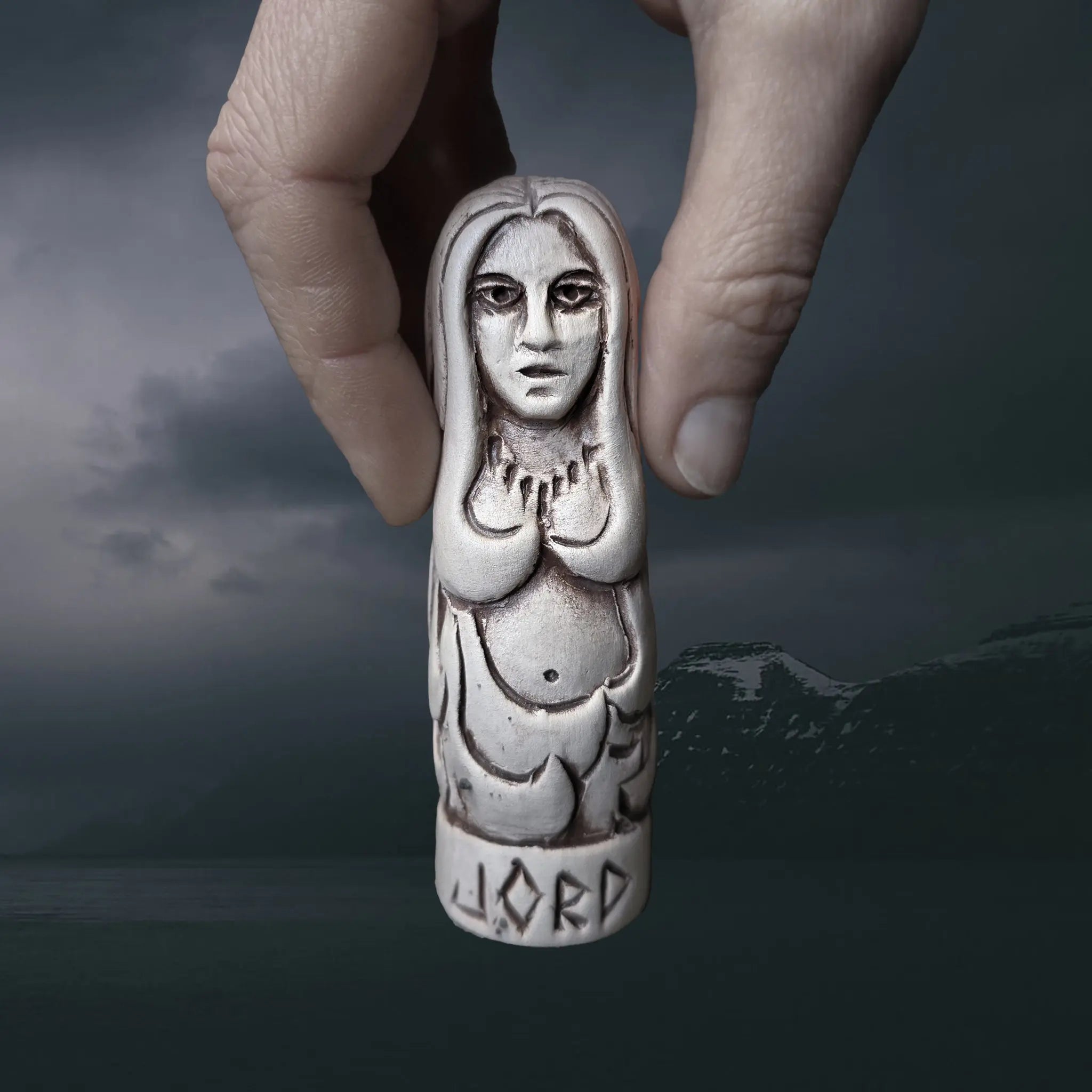 Hand-Crafted Ceramic Norse Goddess Jord Statuette The Viking Dragon