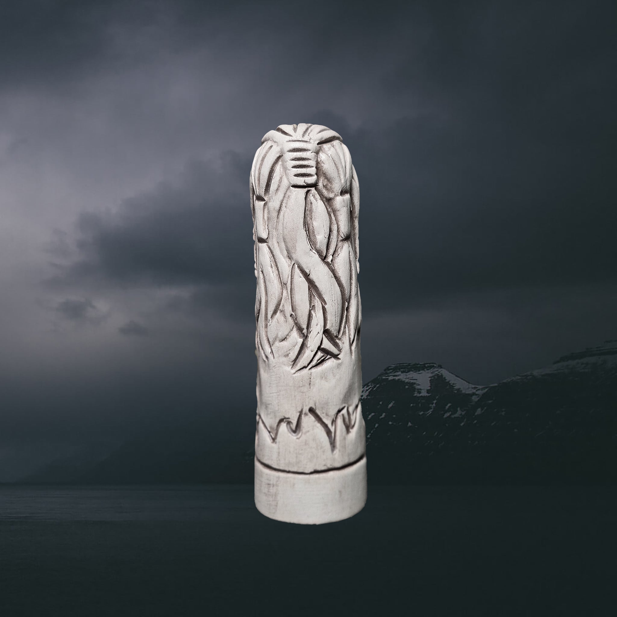 Hand-Crafted Ceramic Norse God Loki Statuette - Back View