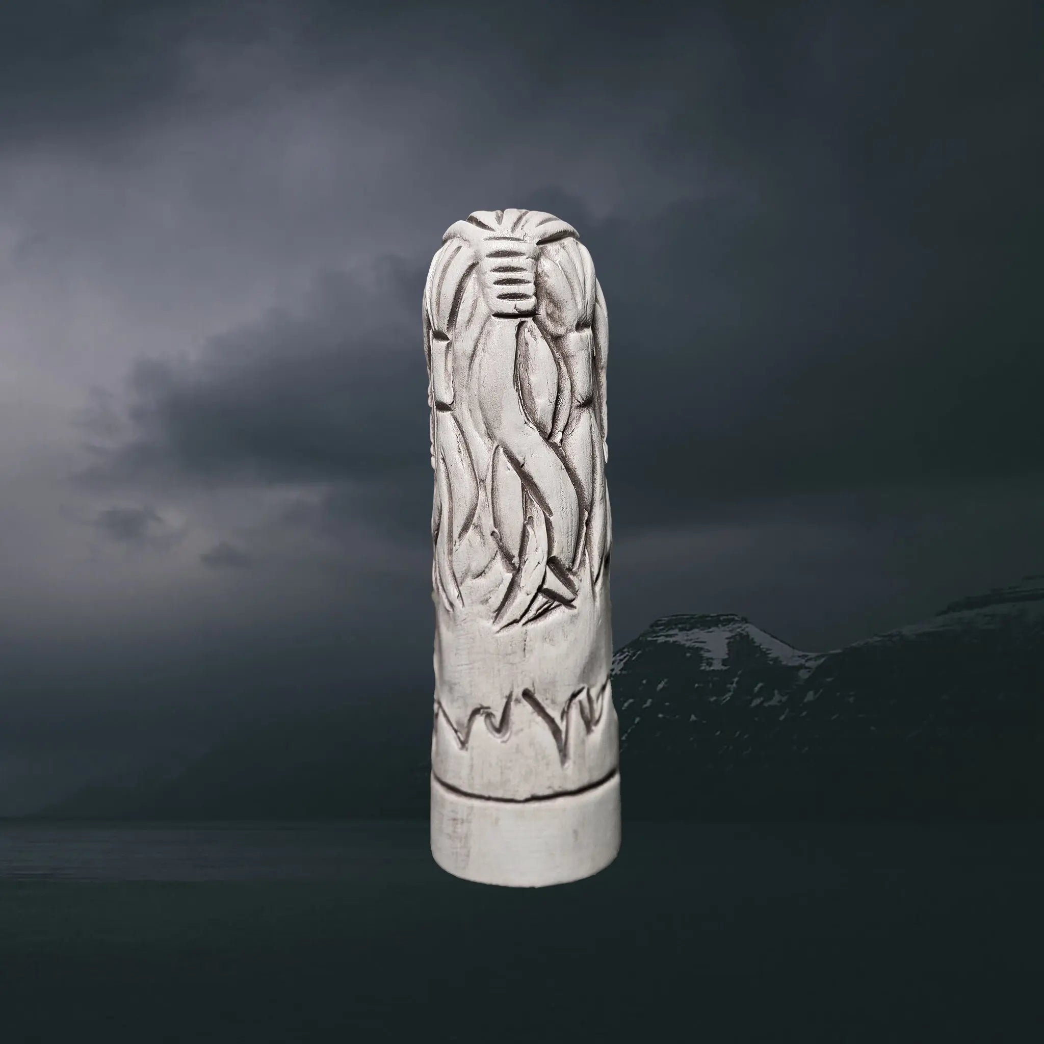 Hand-Crafted Ceramic Norse God Loki Statuette - Back View