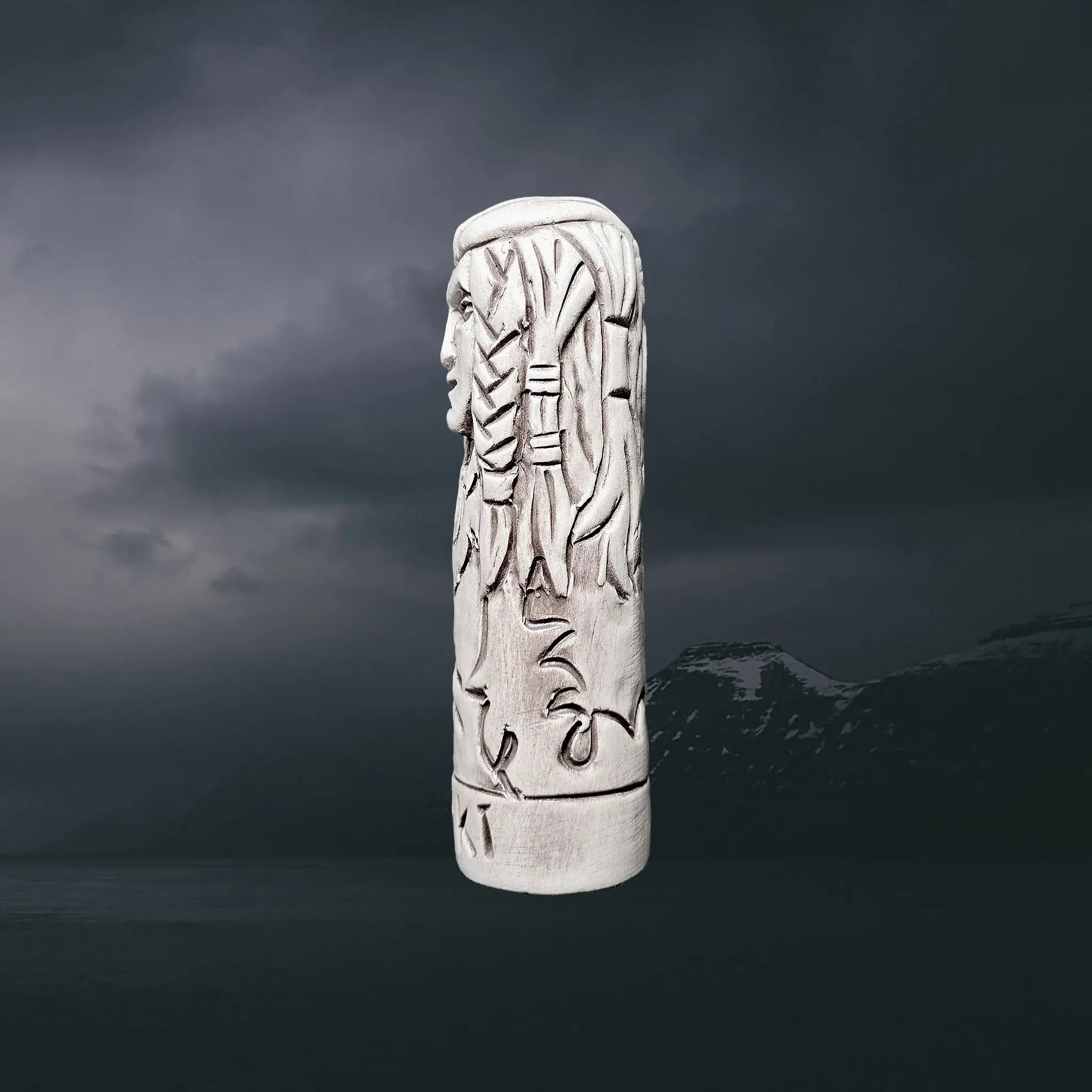 Hand-Crafted Ceramic Norse God Loki Statuette - Left Side View