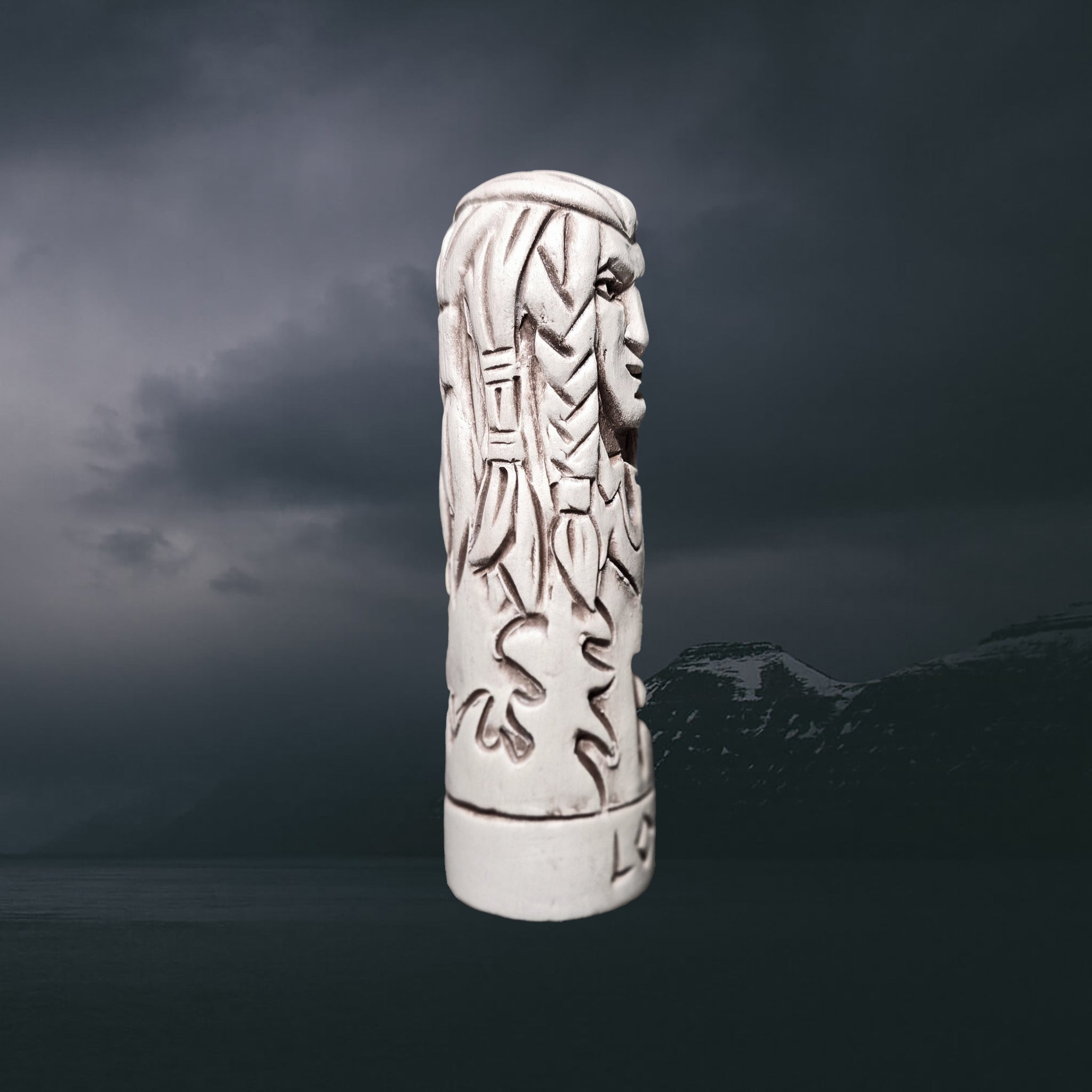 Hand-Crafted Ceramic Norse God Loki Statuette - Right Side View