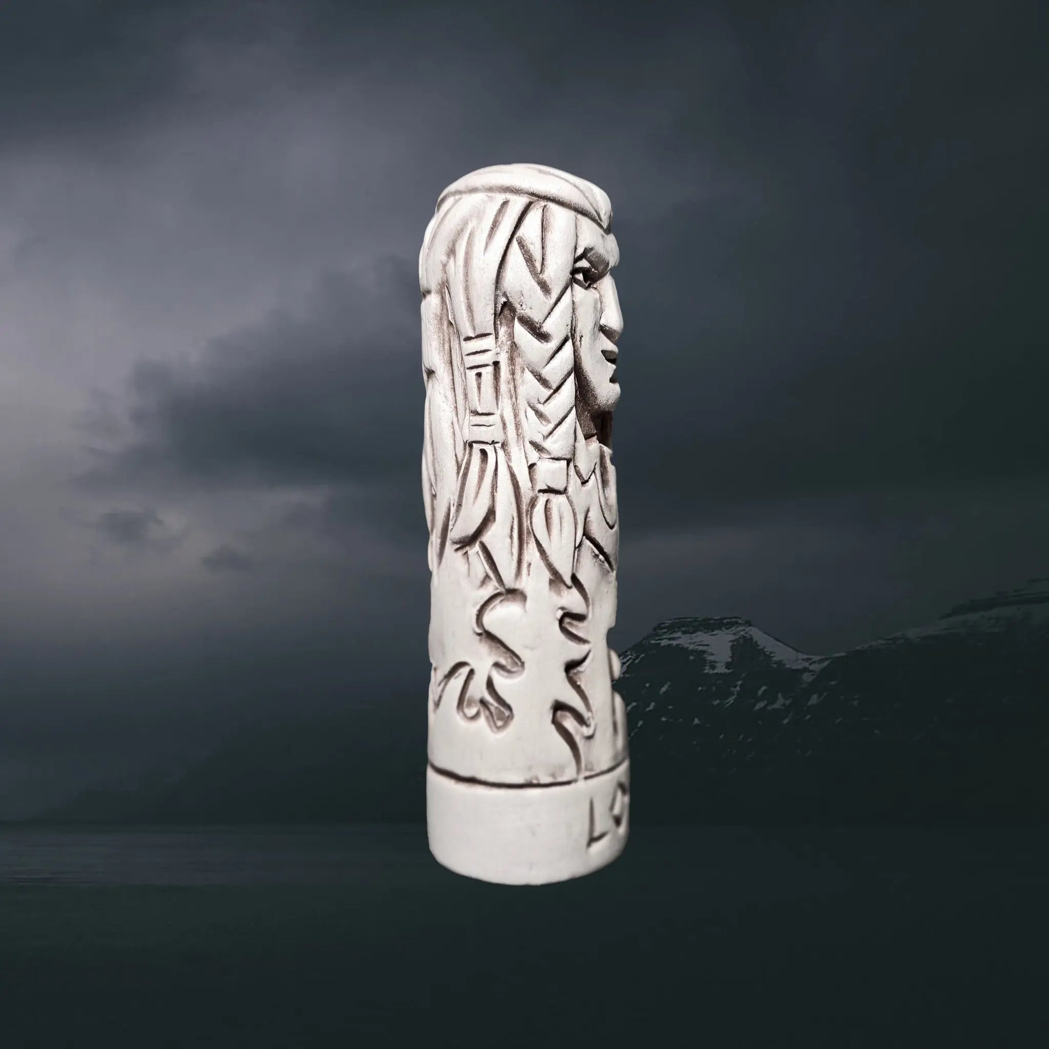 Hand-Crafted Ceramic Norse God Loki Statuette - Right Side View