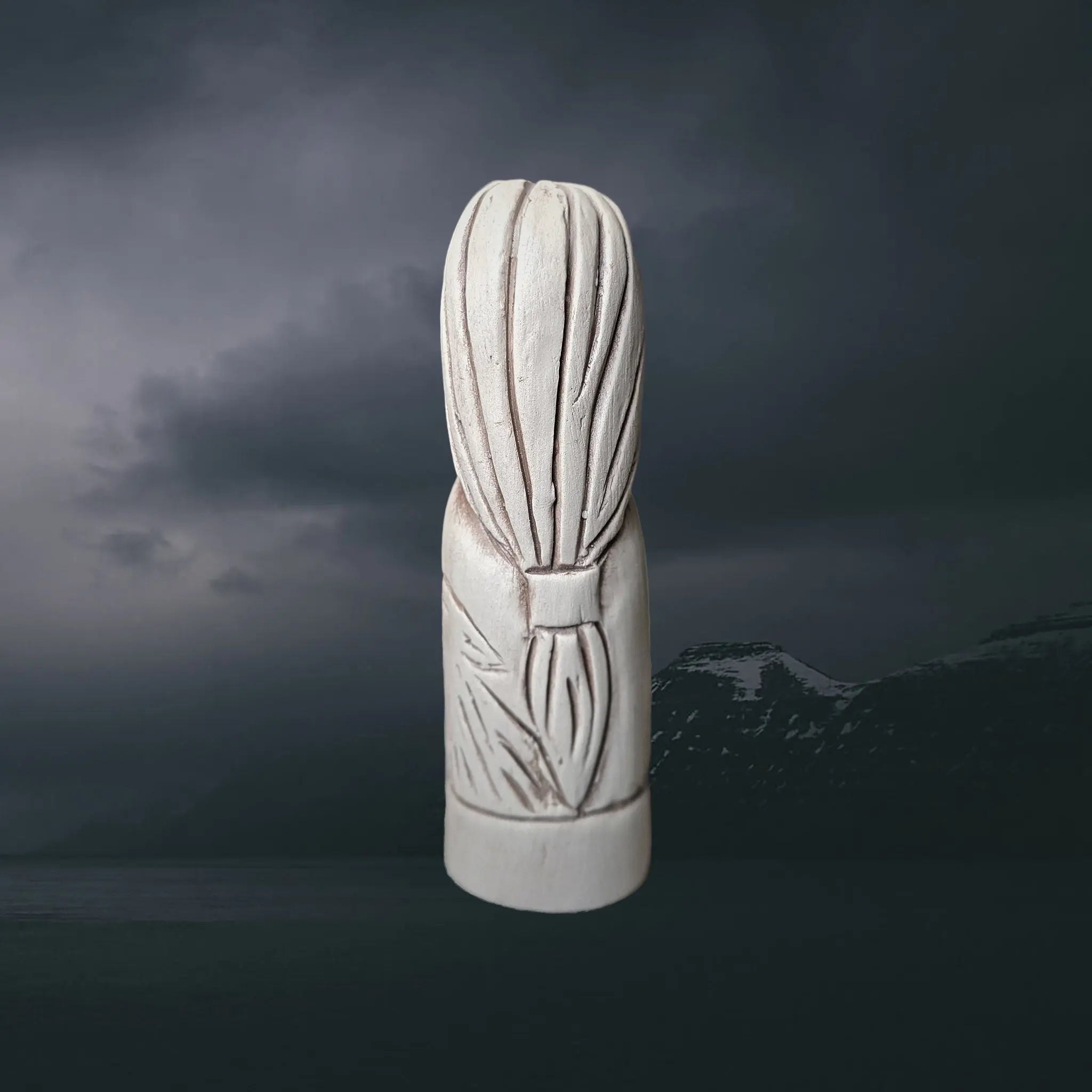 Statuette of the Norse God Mani in Hand-Crafted Clay - Back View