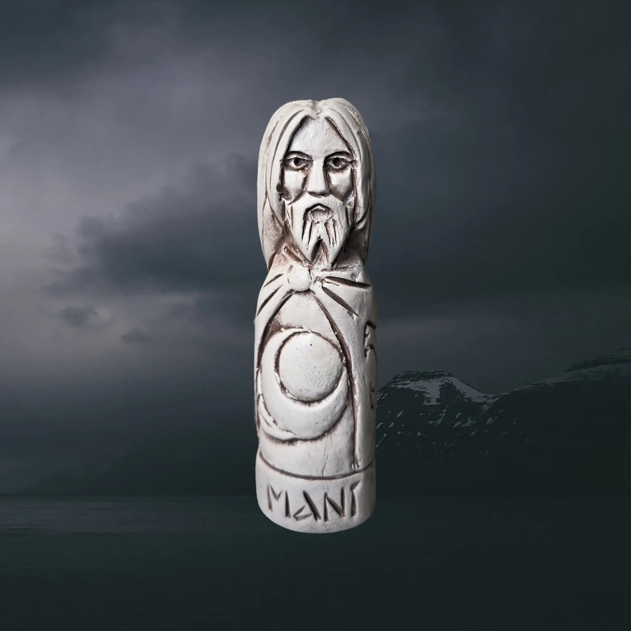 Statuette of the Norse God Mani in Hand-Crafted Clay