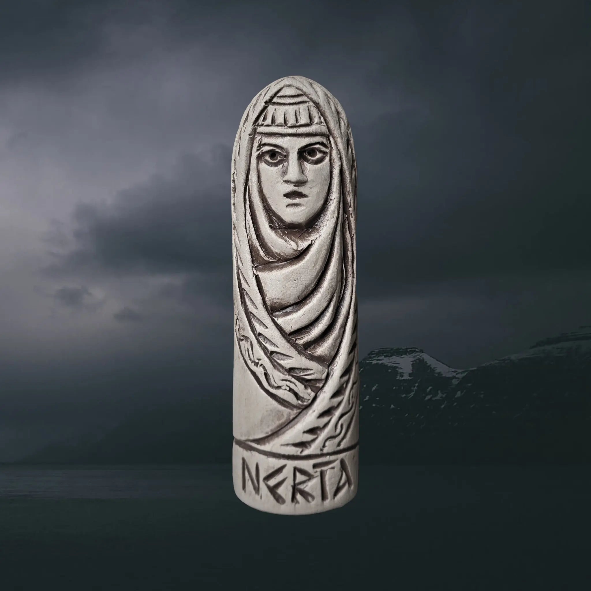 Hand-Crafted Ceramic Norse Goddess Nerta (Nerthus) Statuette