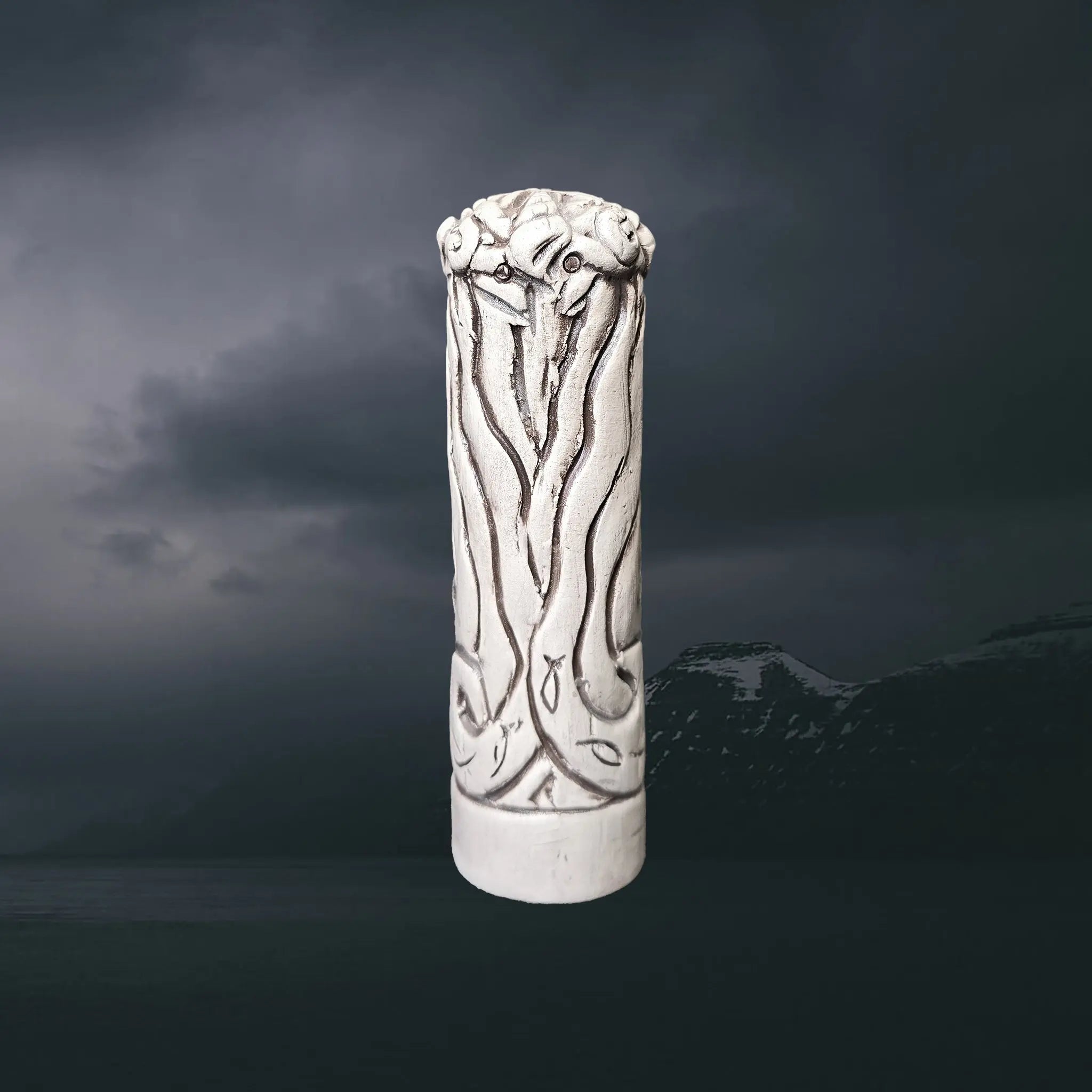 Hand-Crafted Ceramic Norse God Njord Statuette - Back View