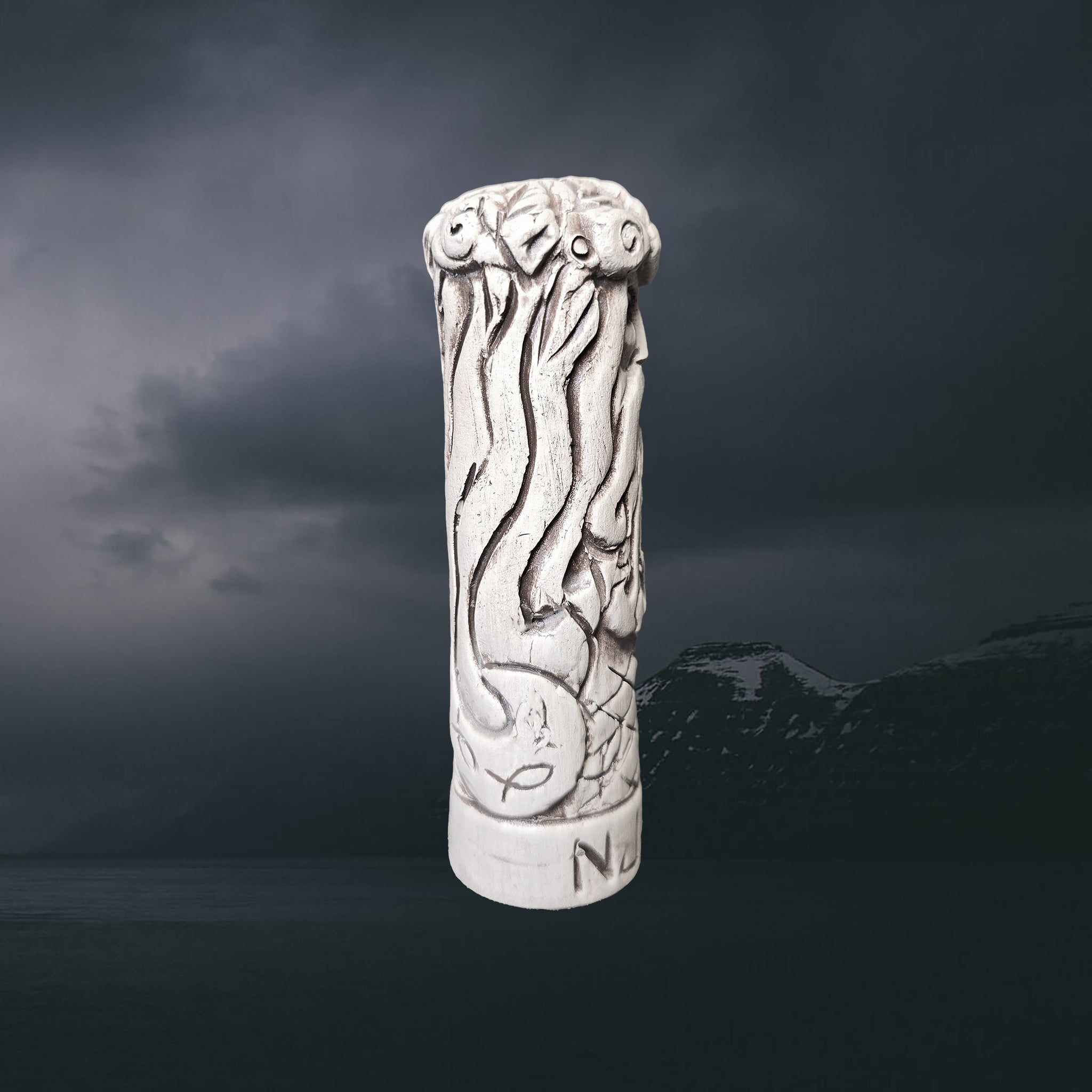 Hand-Crafted Ceramic Norse God Njord Statuette - Right Side View