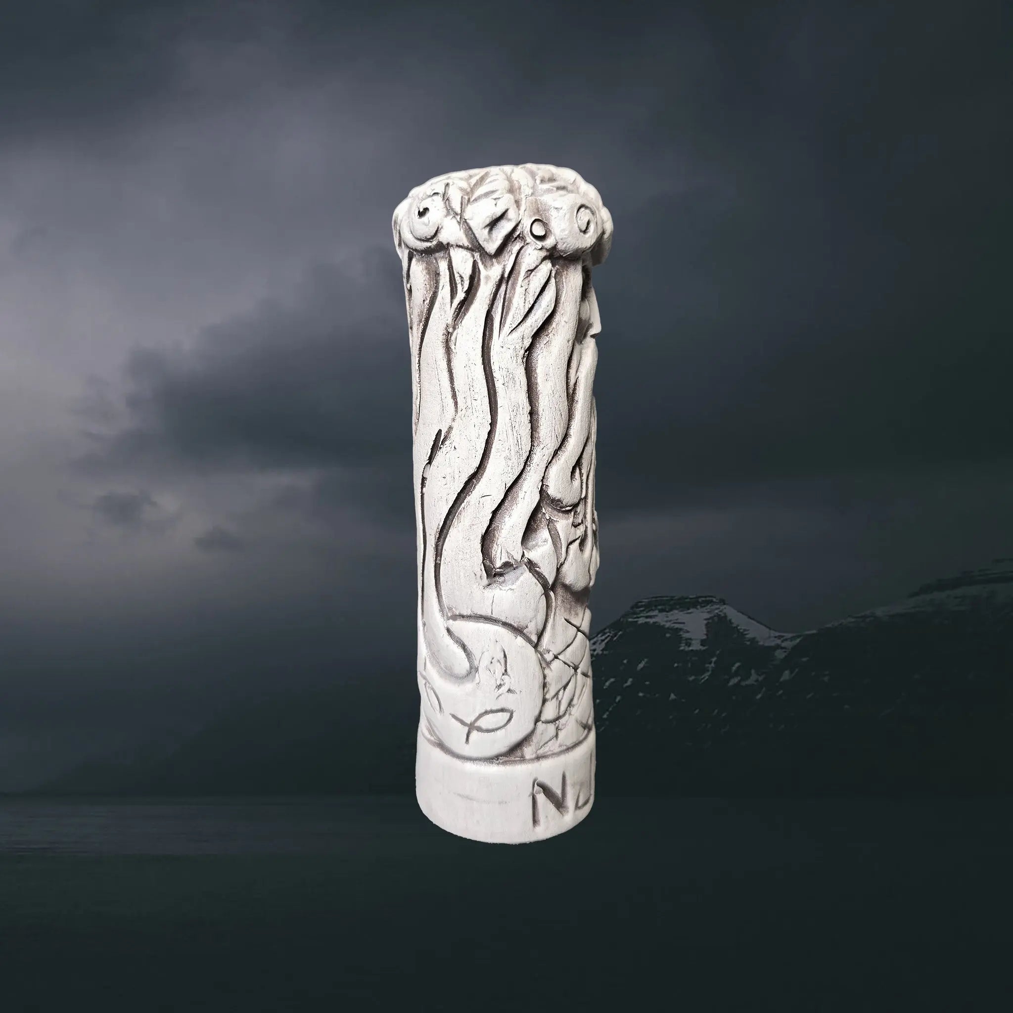 Hand-Crafted Ceramic Norse God Njord Statuette - Right Side View