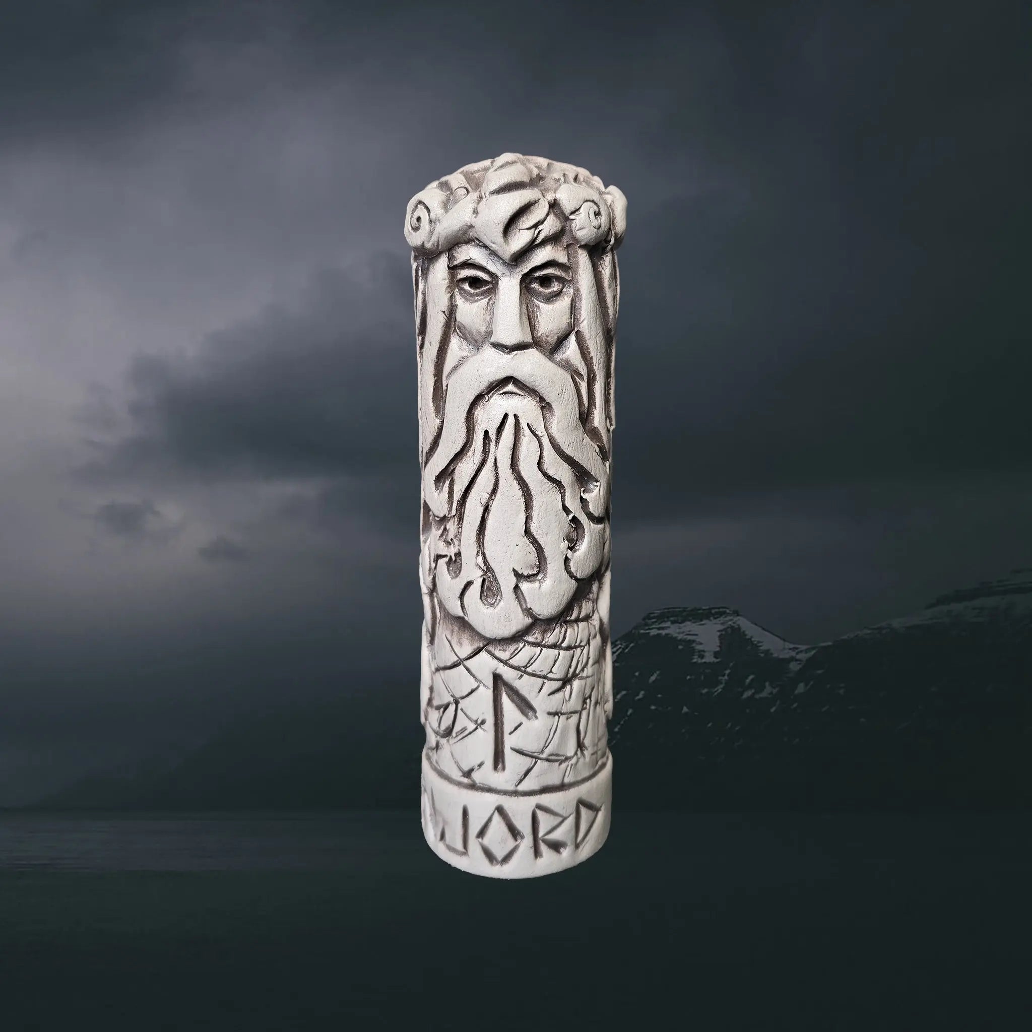 Hand-Crafted Ceramic Norse God Njord Statuette