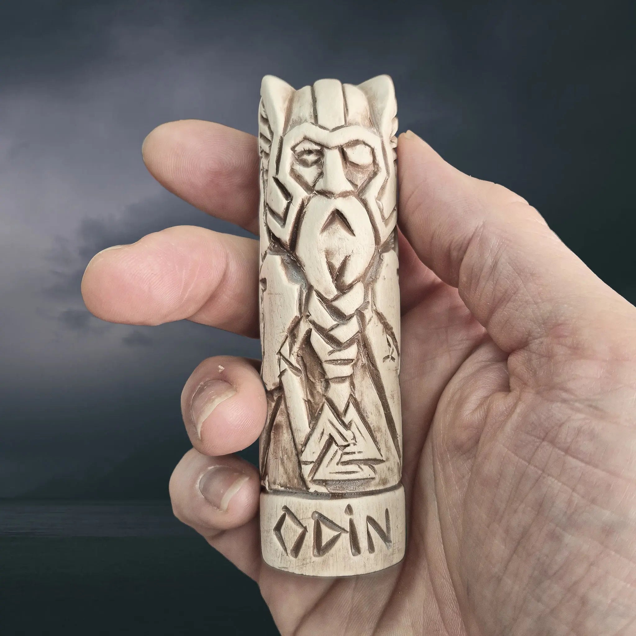Statuette of the Norse God Odin the Warrior in Hand-Crafted Clay in Hand