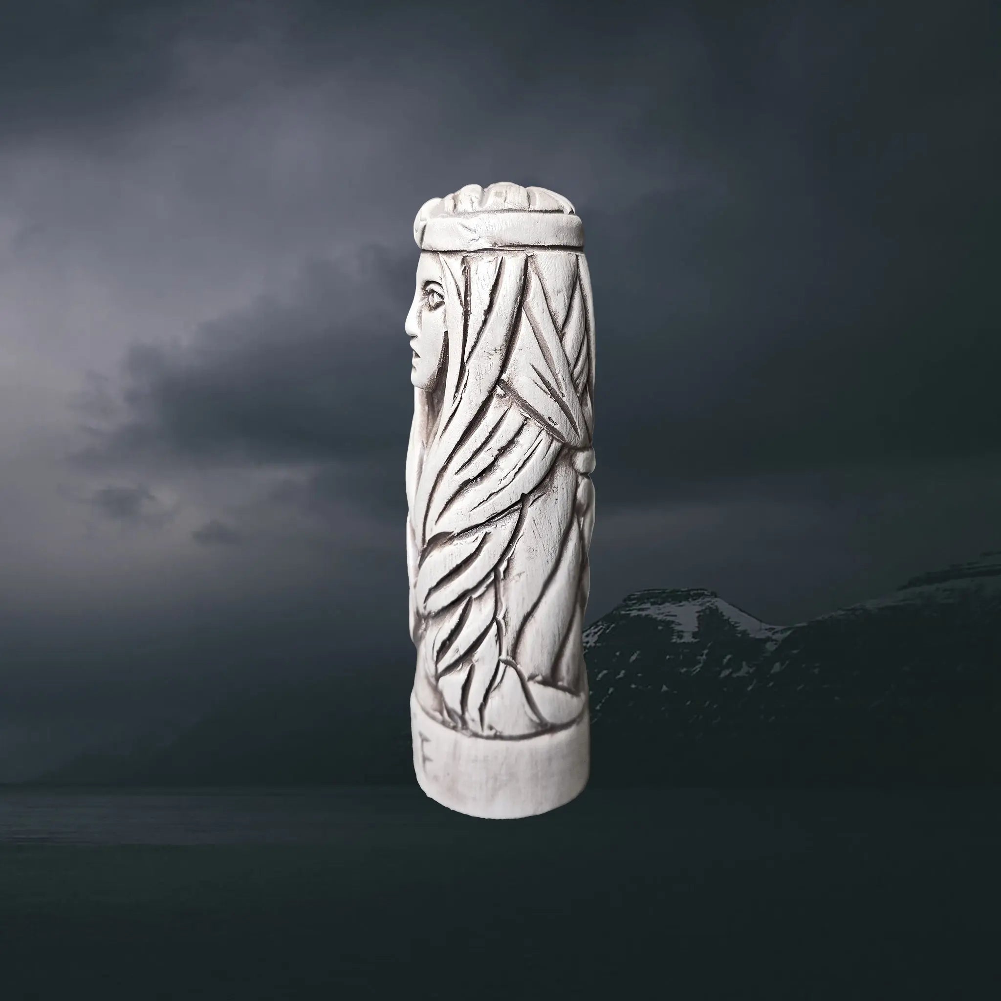 Hand-Crafted Ceramic Norse Goddess Sif Statuette - Left Side View