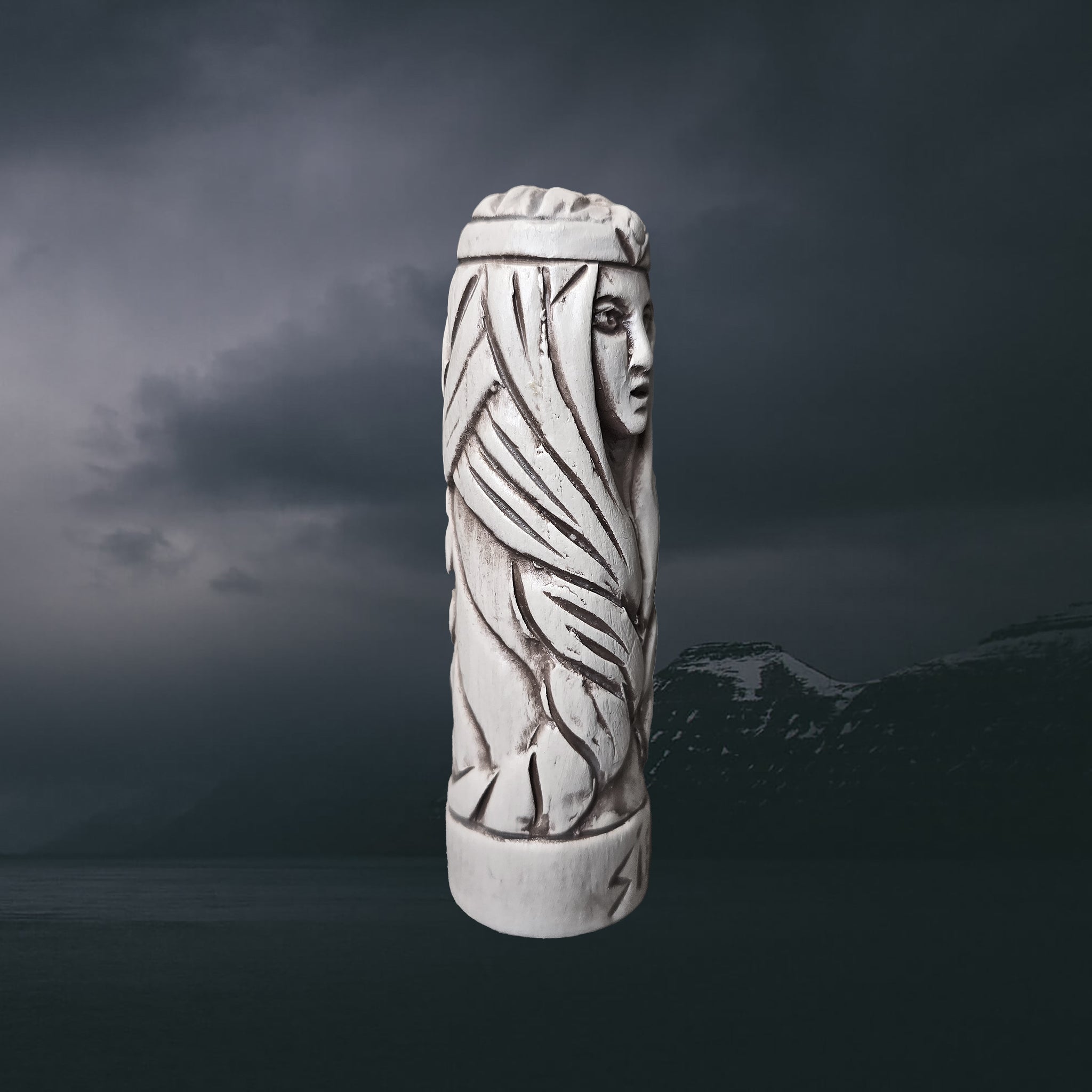 Hand-Crafted Ceramic Norse Goddess Sif Statuette - Right Side View