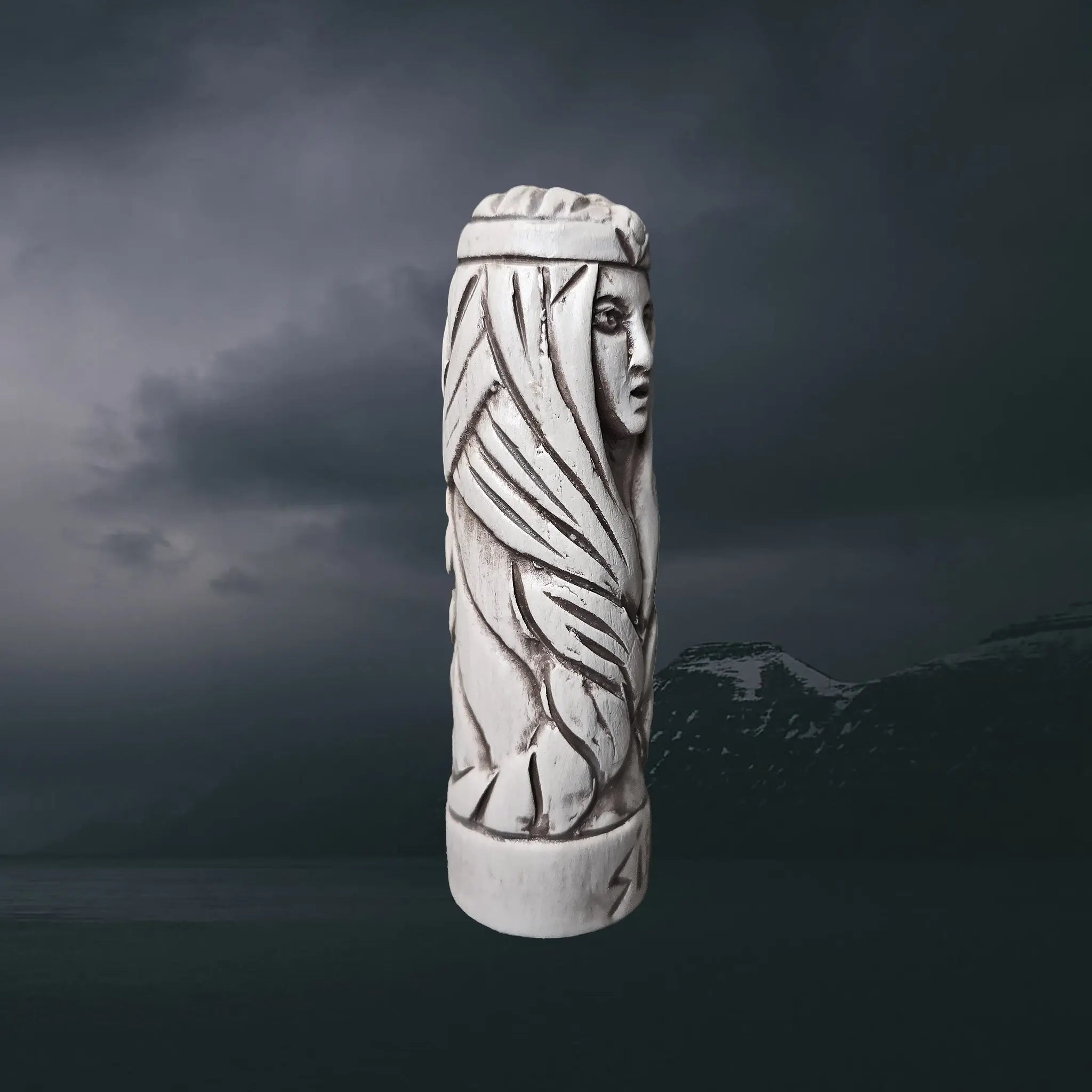 Hand-Crafted Ceramic Norse Goddess Sif Statuette - Right Side View