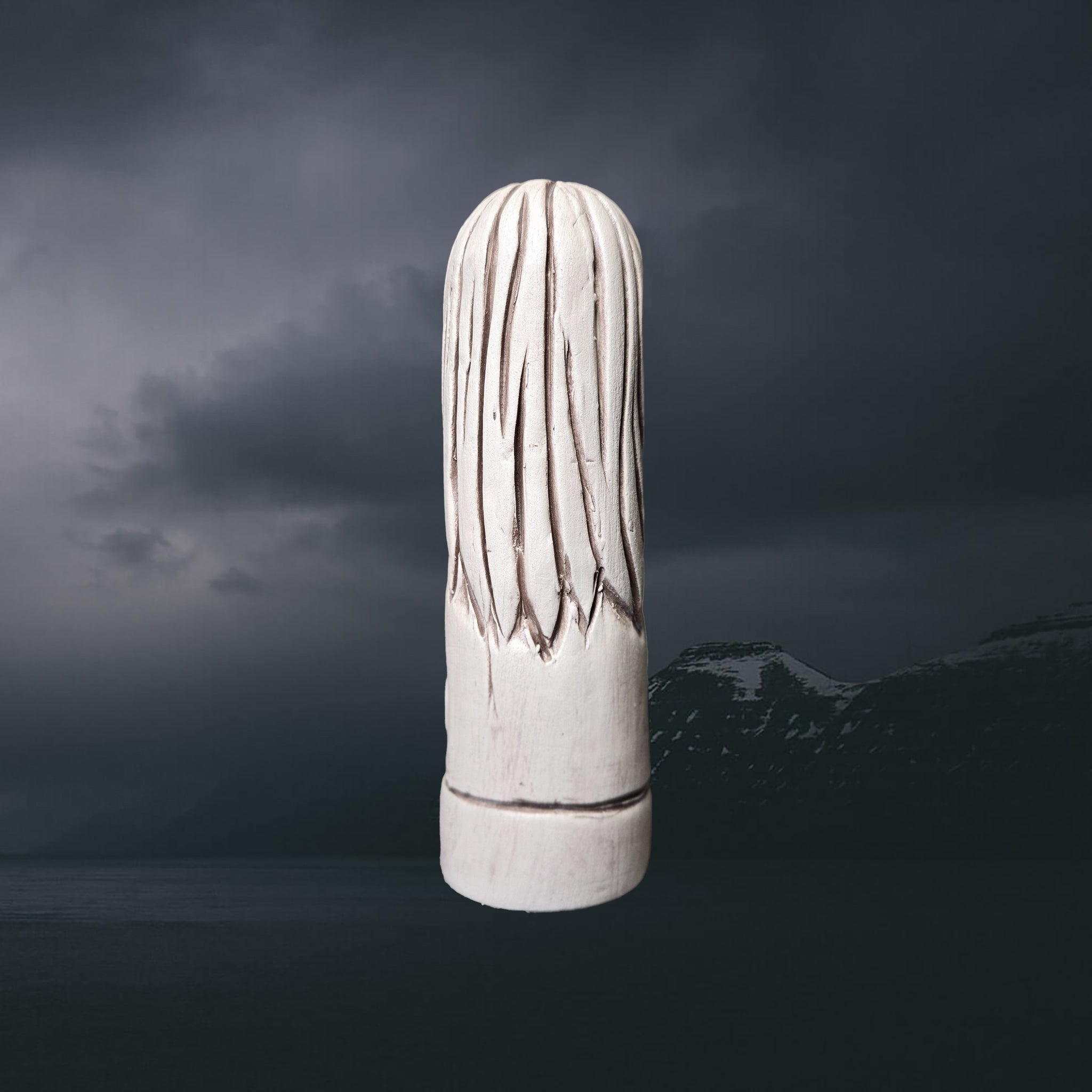 Statuette of the Norse God Bragi in Hand-Crafted Clay - Back View