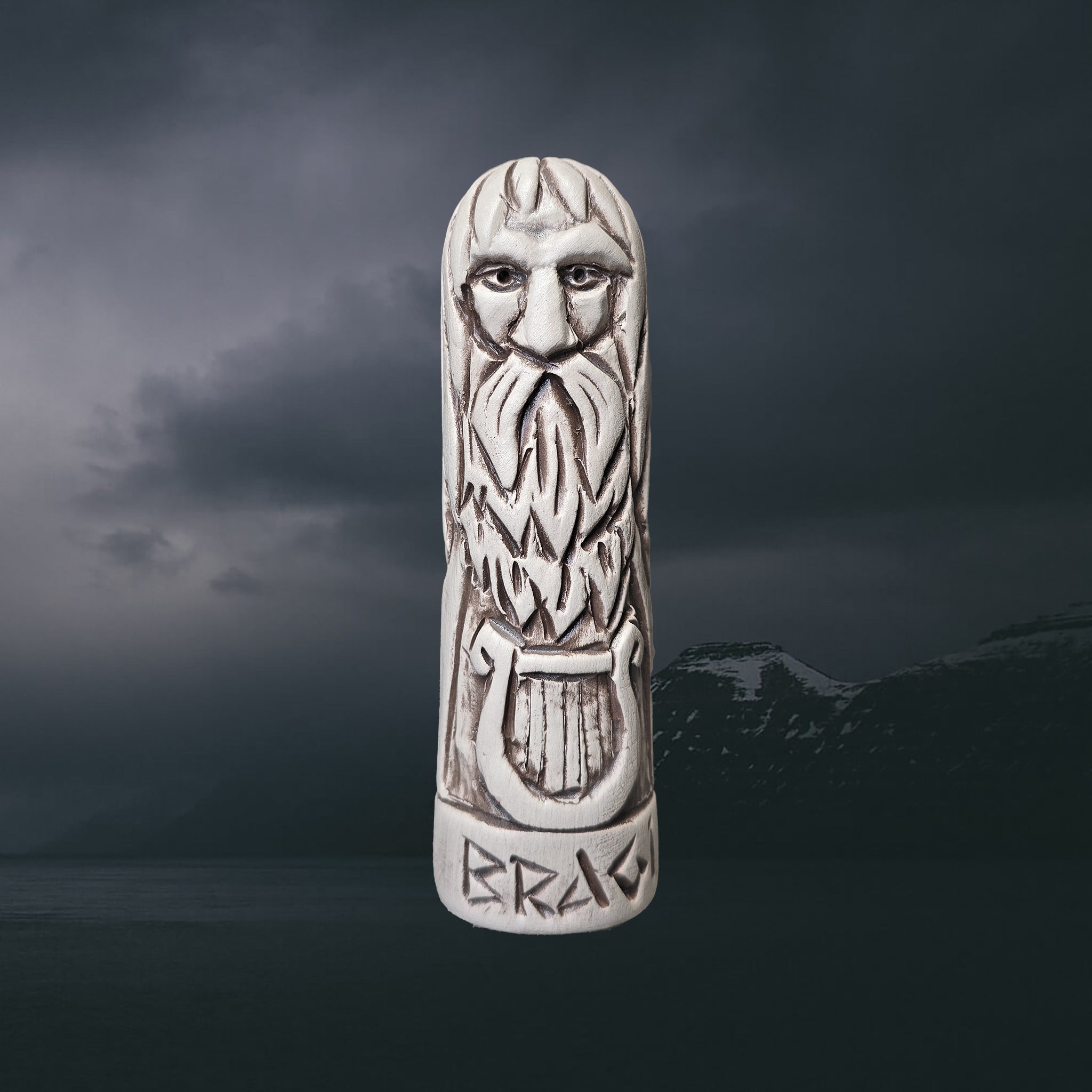 Statuette of the Norse God Bragi in Hand-Crafted Clay