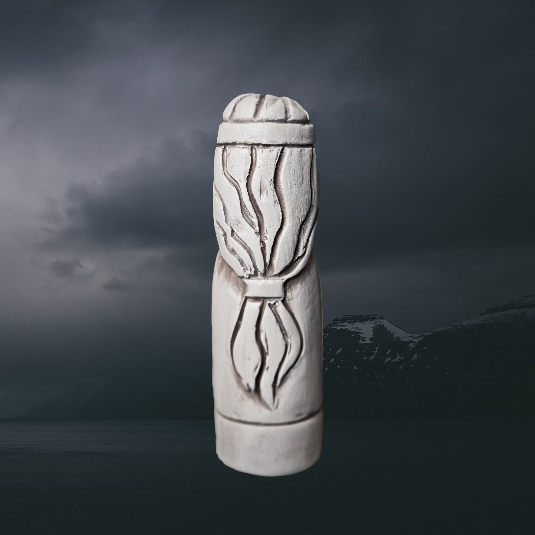 Statuette of the Norse God Delling in Hand-Crafted Clay - Back View