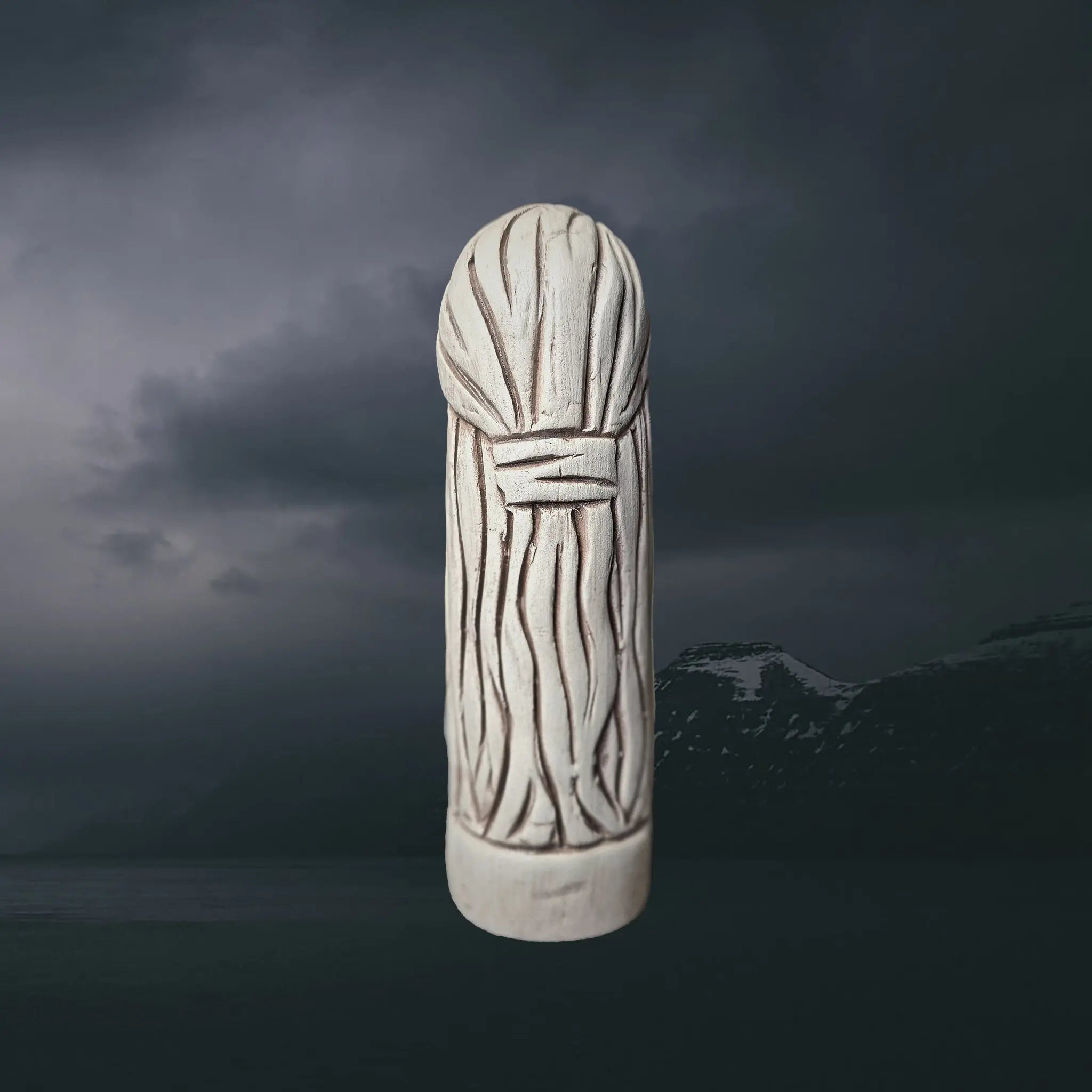 Statuette of the Norse Goddess Gersimi (Gersemi) in Hand-Crafted Clay - Back View