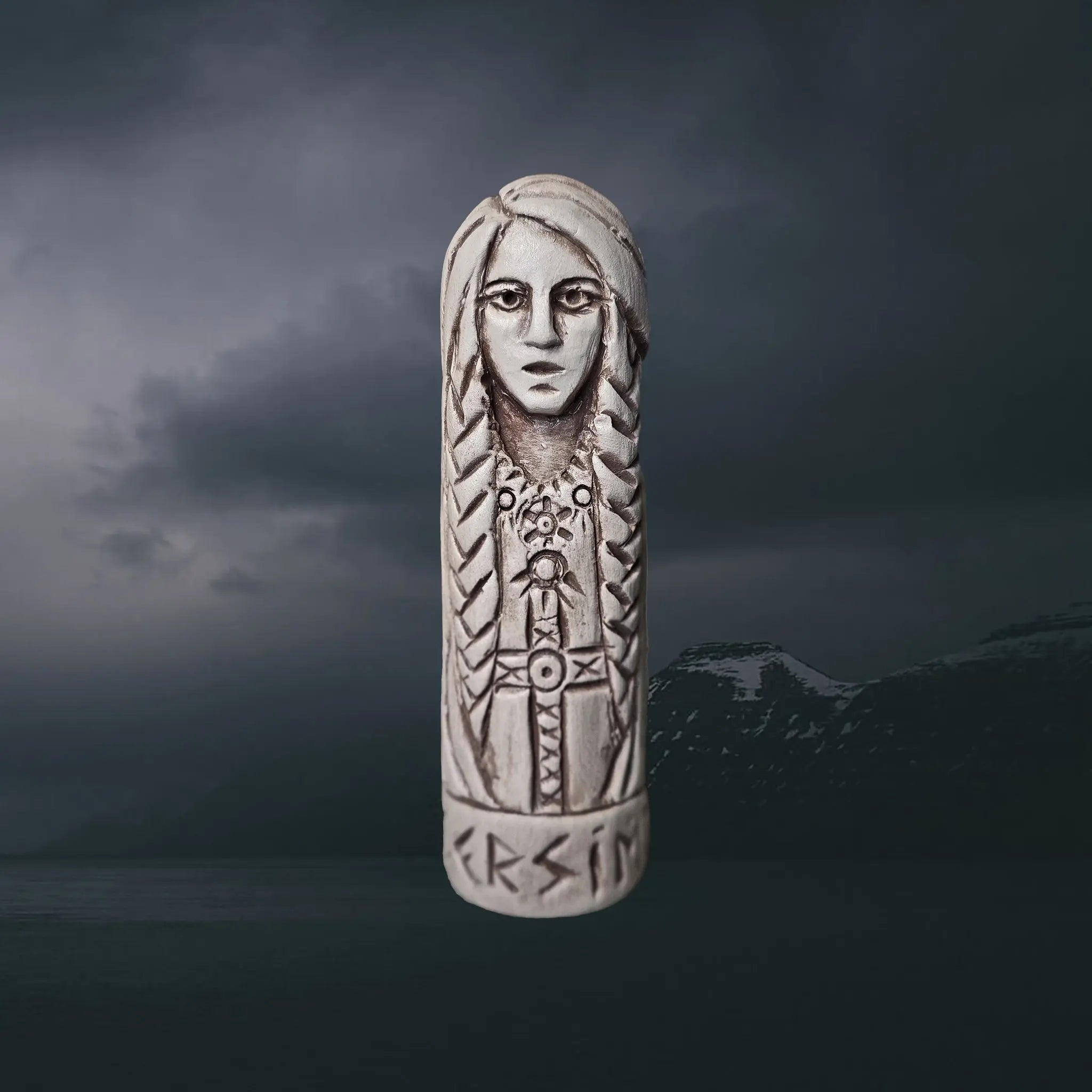 Statuette of the Norse Goddess Gersimi (Gersemi) in Hand-Crafted Clay