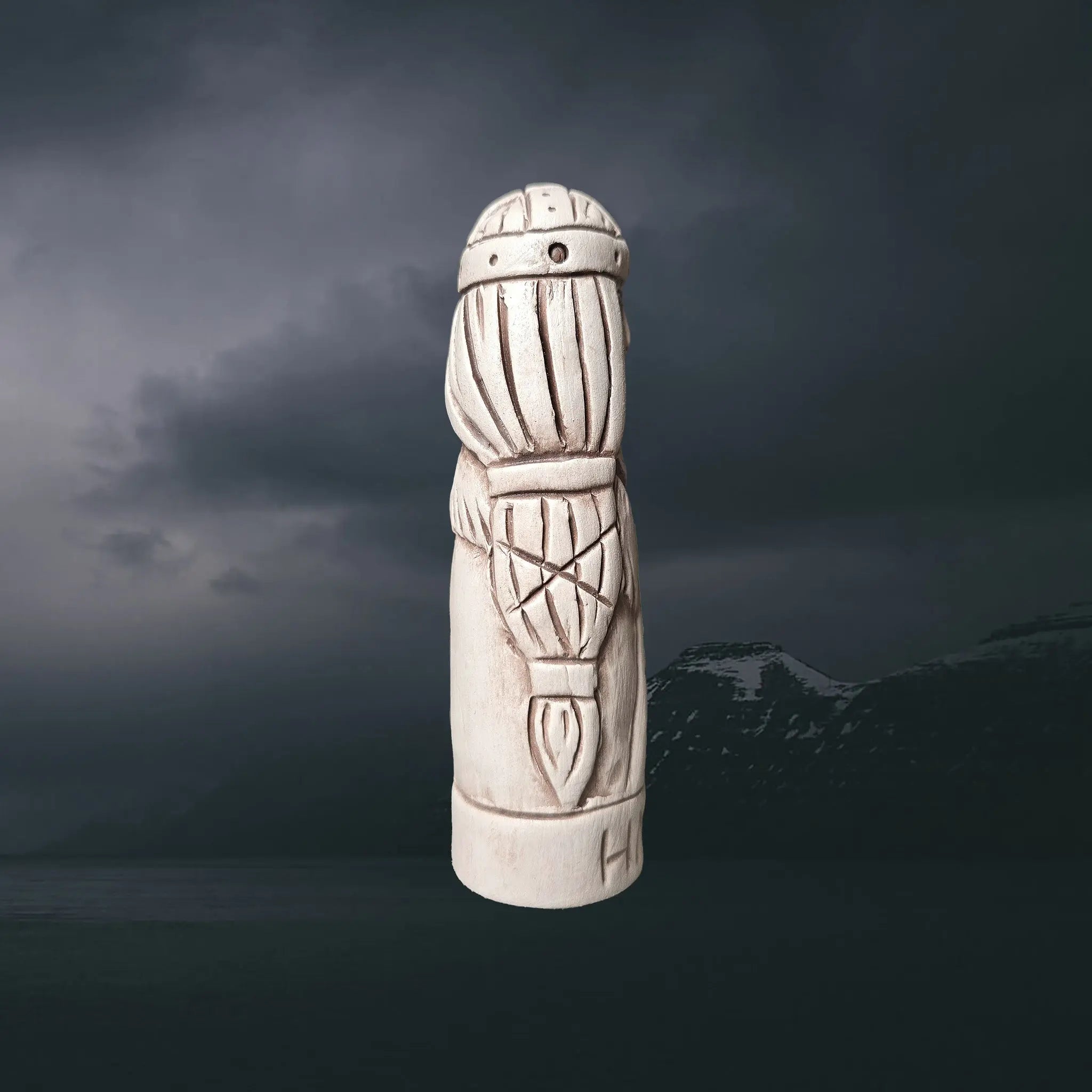 Statuette of the Norse Goddess Hnoss in Hand-Crafted Clay - Right Side View