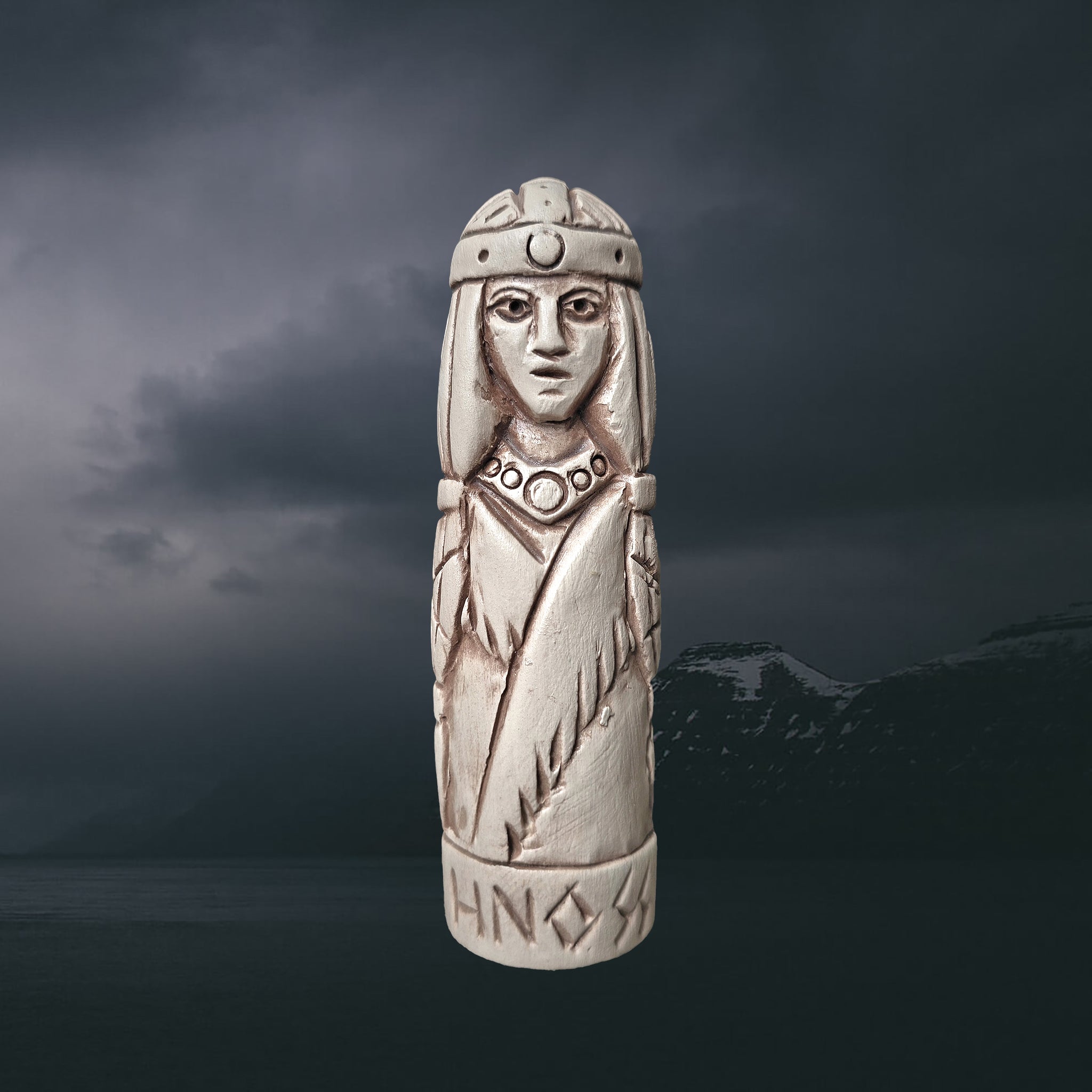 Statuette of the Norse Goddess Hnoss in Hand-Crafted Clay