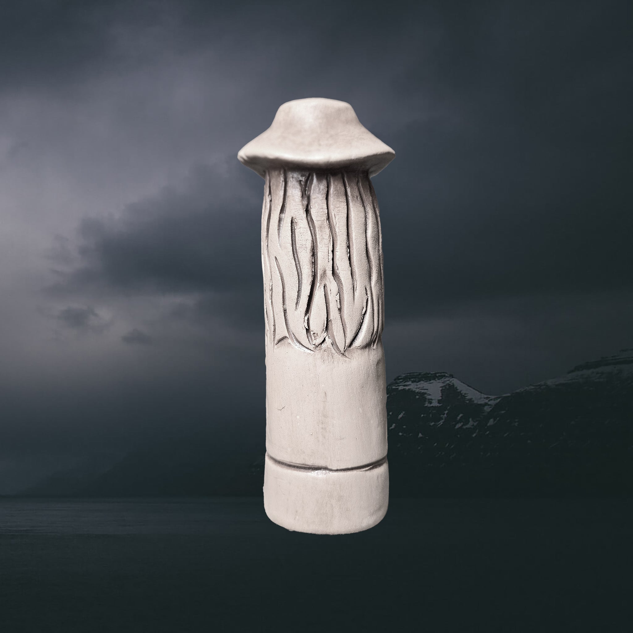 Statuette of the Norse God Odin the Wanderer in Hand-Crafted Clay - Back View