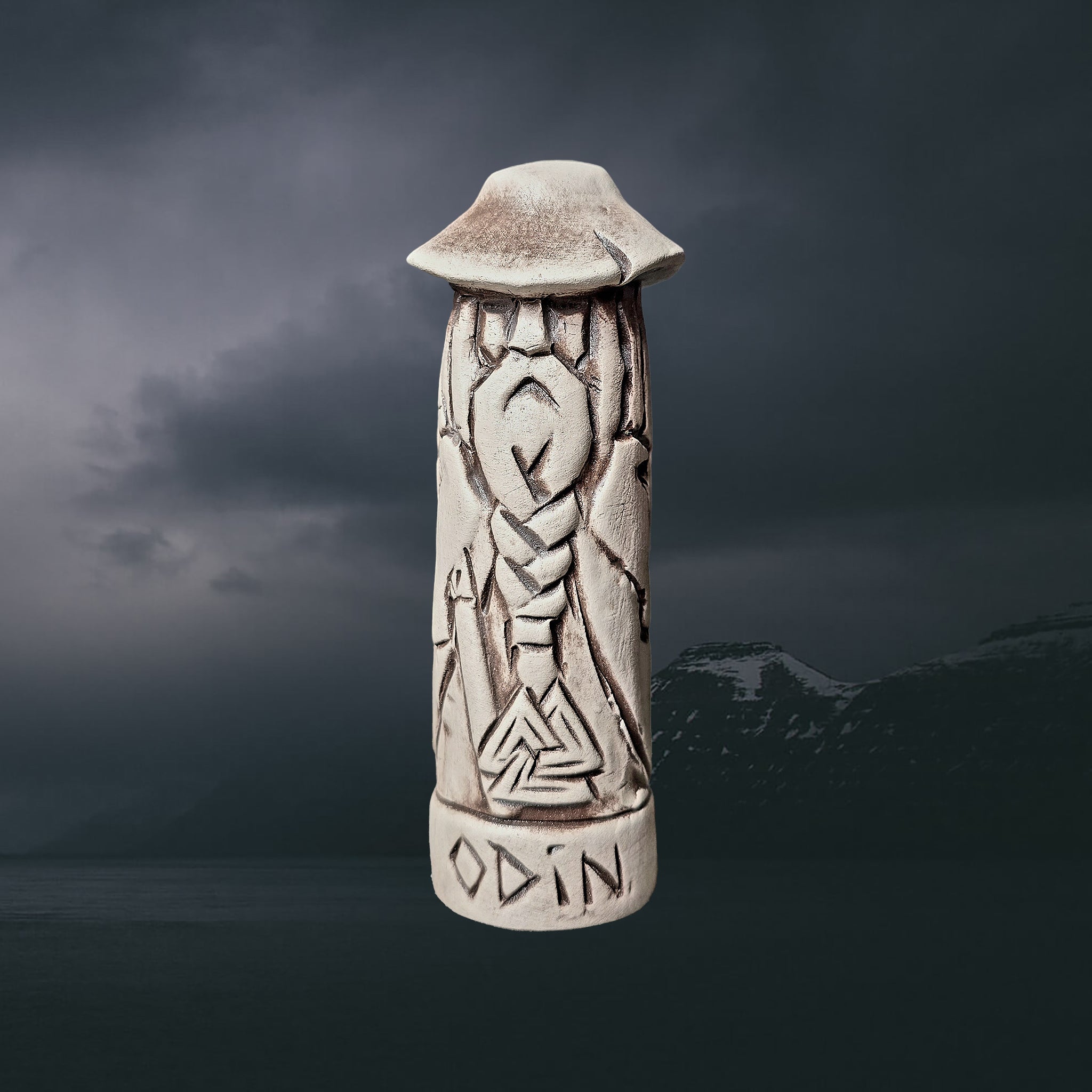 Statuette of the Norse God Odin the Wanderer in Hand-Crafted Clay
