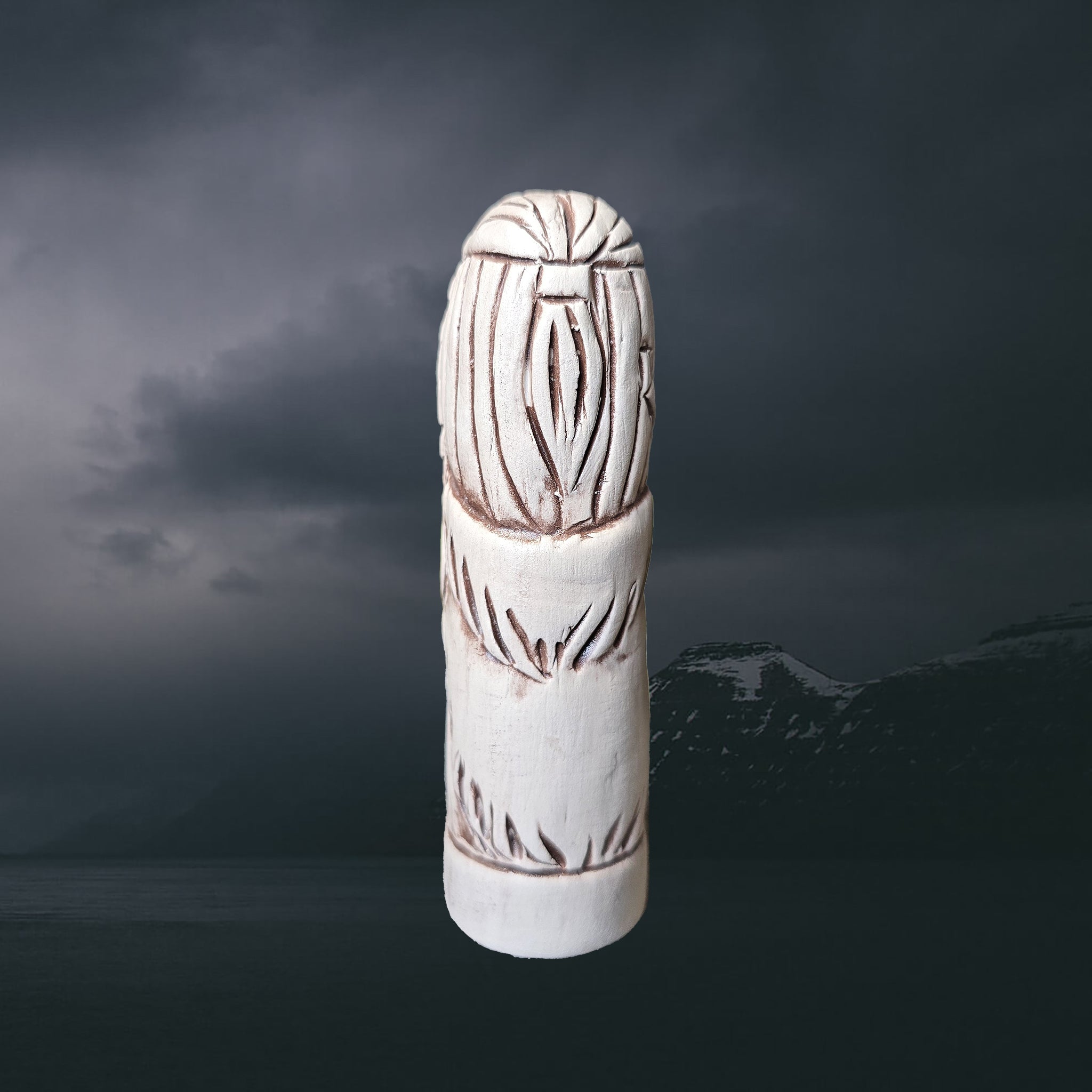 Statuette of the Norse Goddess Skadi in Hand-Crafted Clay - Back View