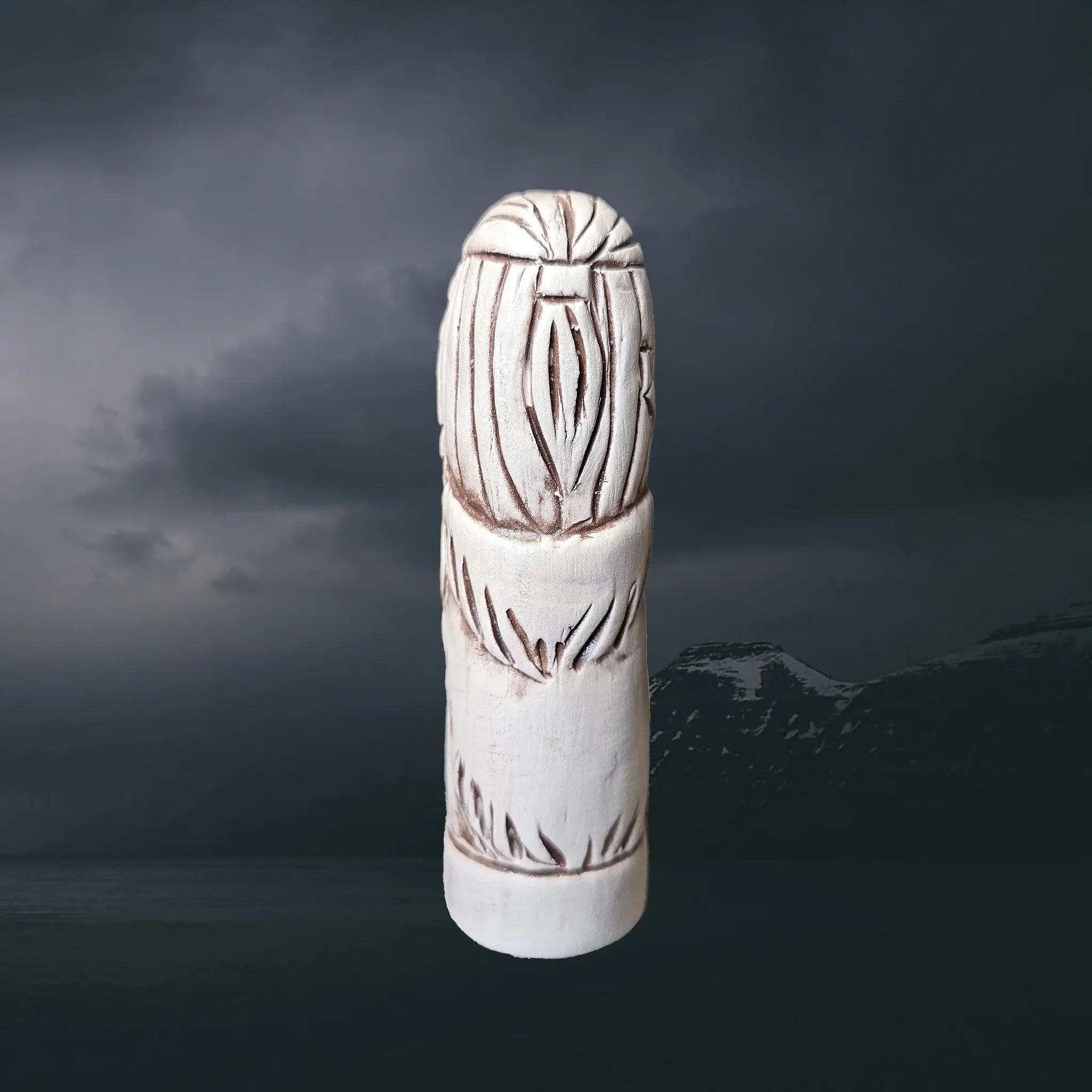 Statuette of the Norse Goddess Skadi in Hand-Crafted Clay - Back View