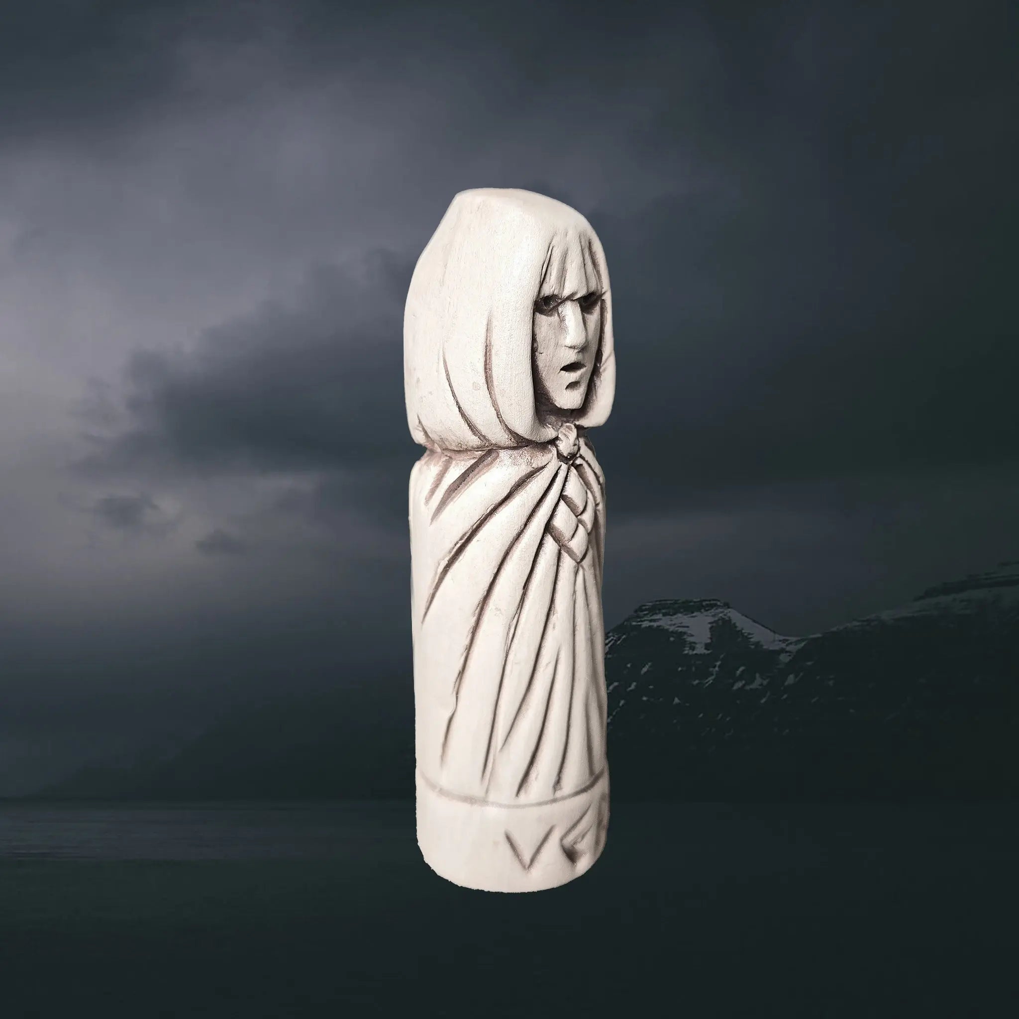 Hand-Crafted Ceramic Norse Goddess Vör Statuette - Right Side Angle View