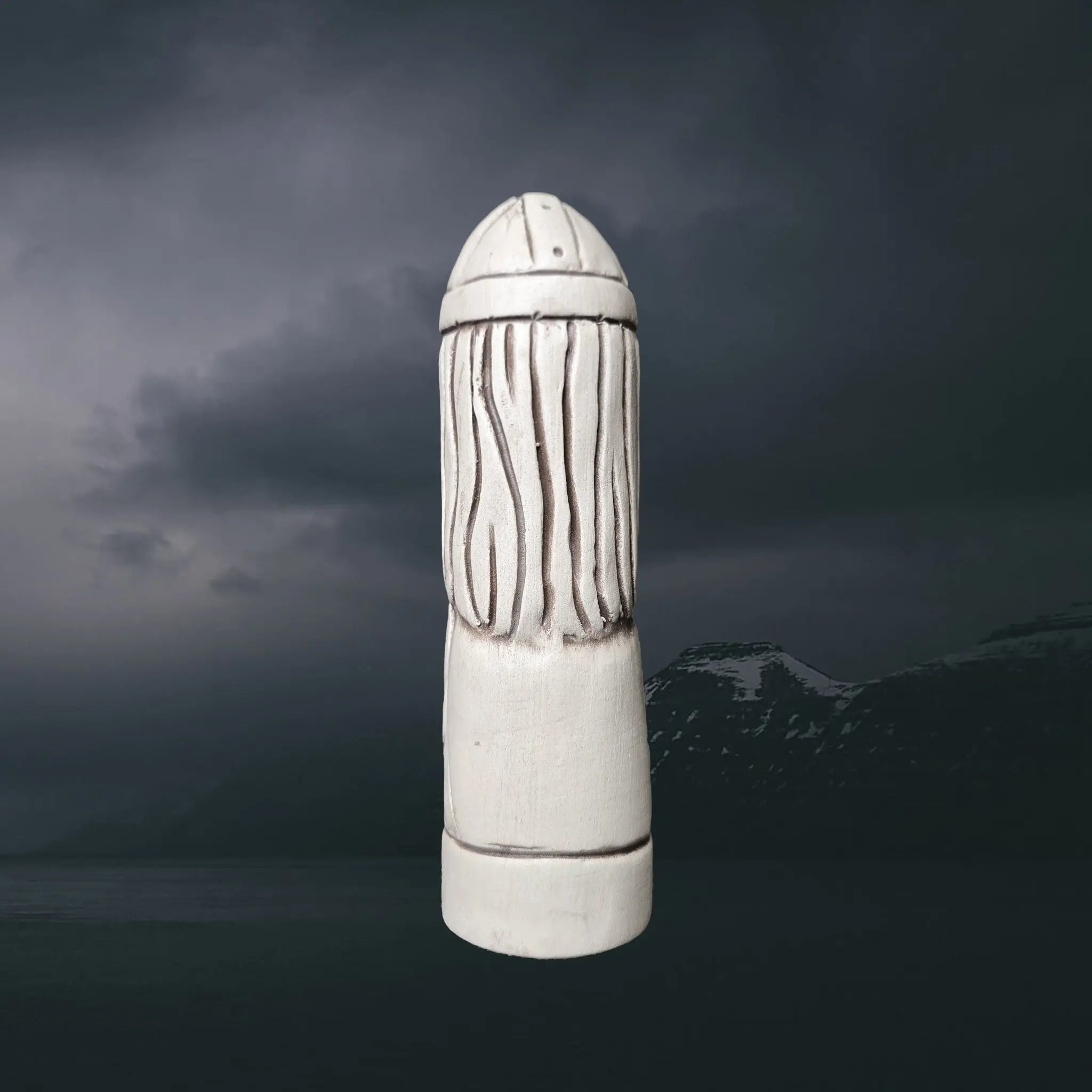 Hand-Crafted Ceramic Norse God Tyr Statuette - Back View