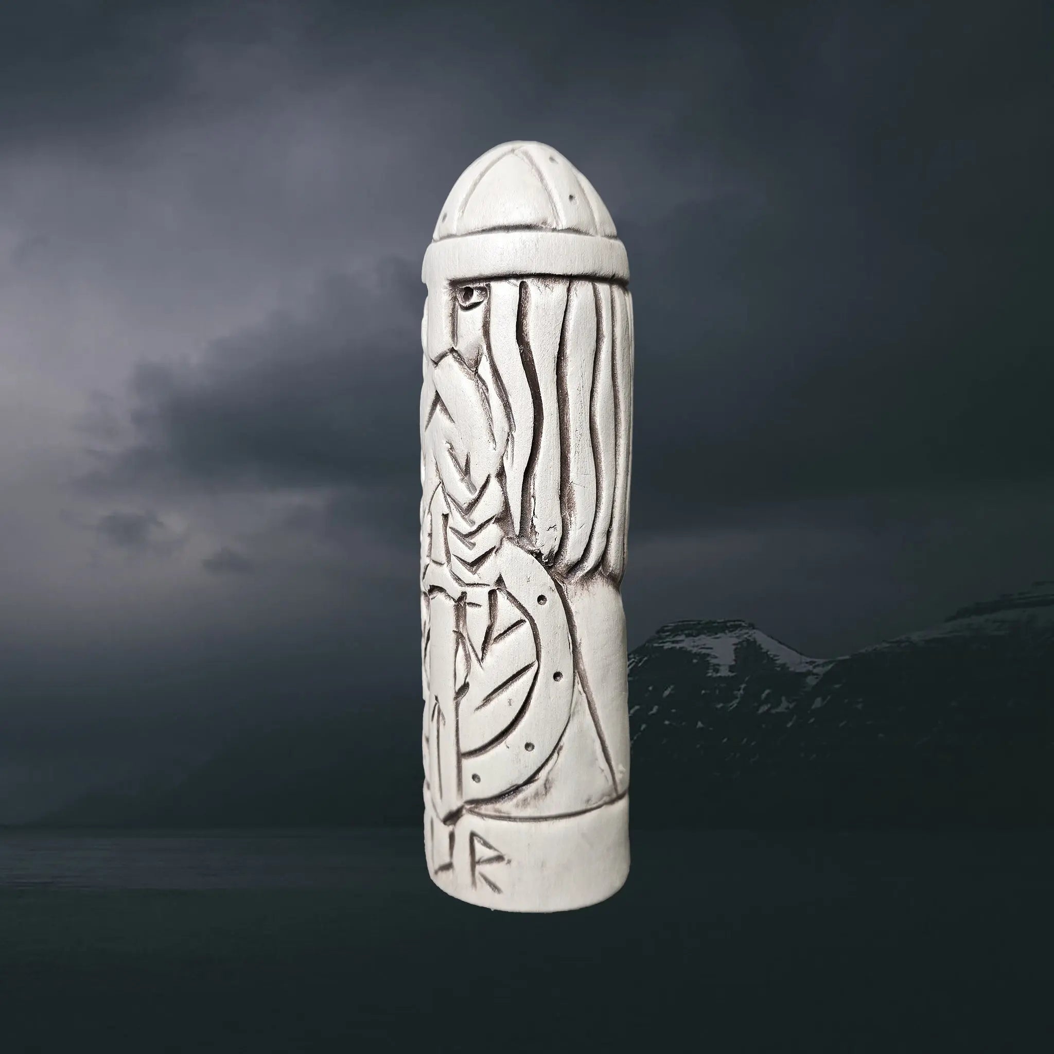 Hand-Crafted Ceramic Norse God Tyr Statuette - Left Side View