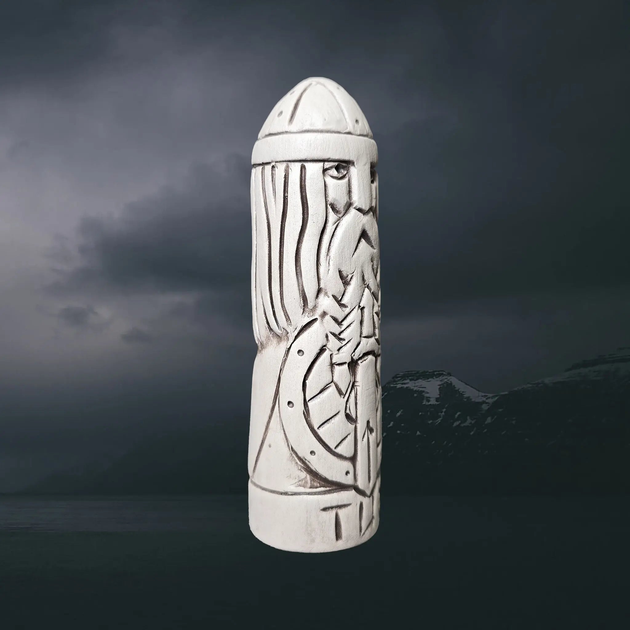 Hand-Crafted Ceramic Norse God Tyr Statuette - Right Side View