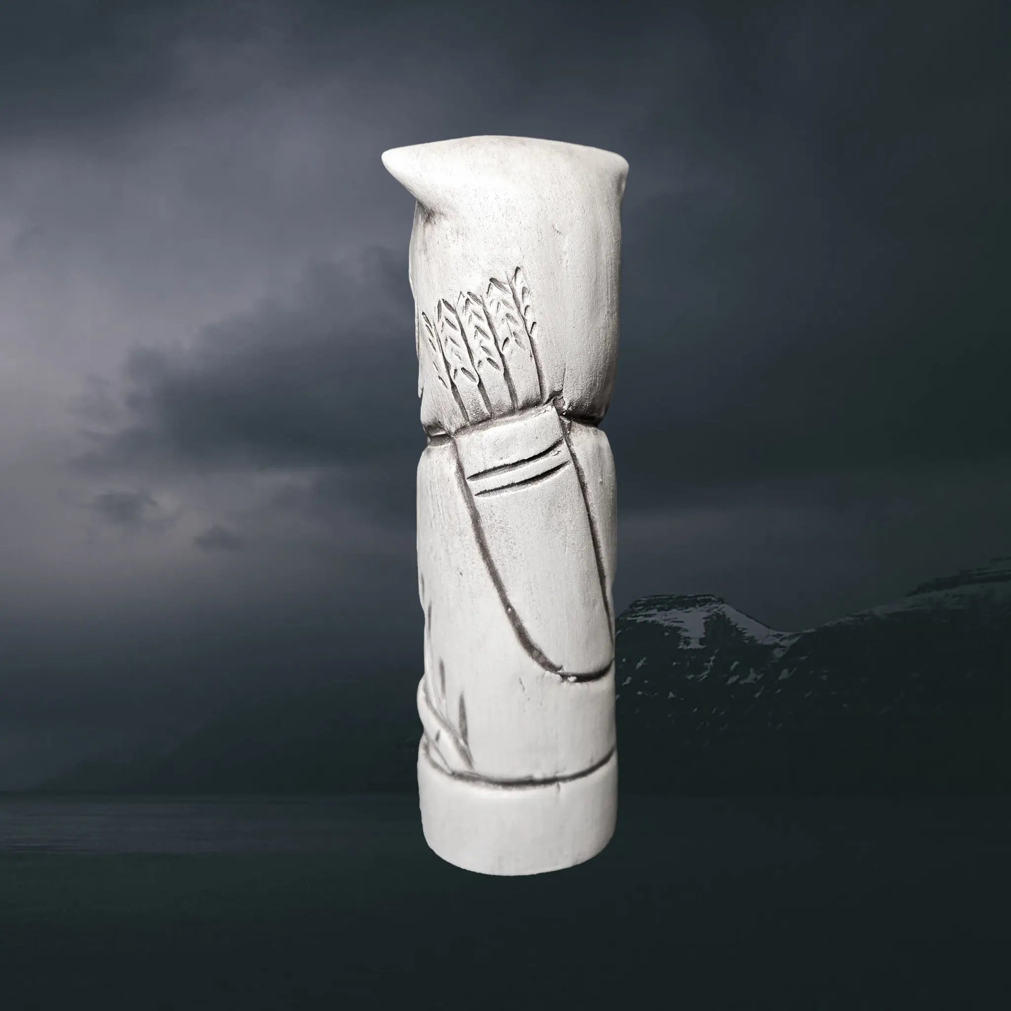 Hand-Crafted Ceramic Norse God Ull Statuette - Back View