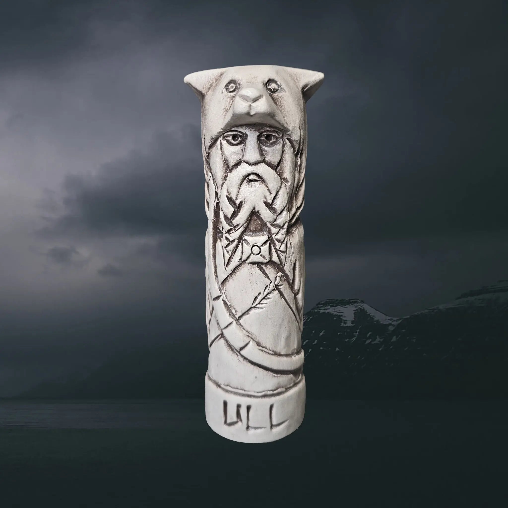 Hand-Crafted Ceramic Norse God Ull Statuette