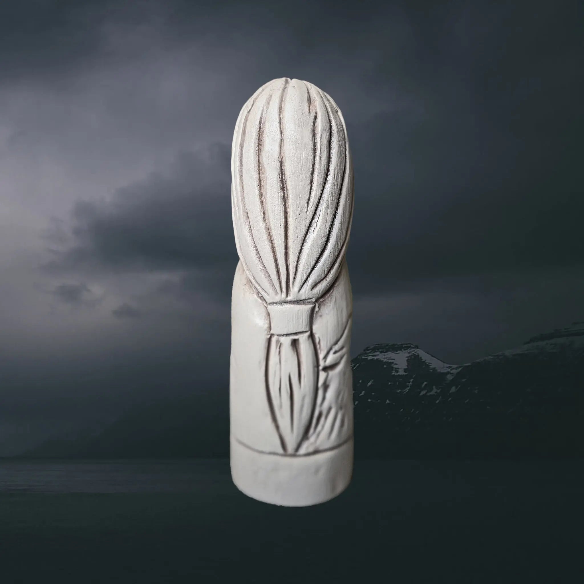 Statuette of the Norse Goddess Sol in Hand-Crafted Clay - Back View