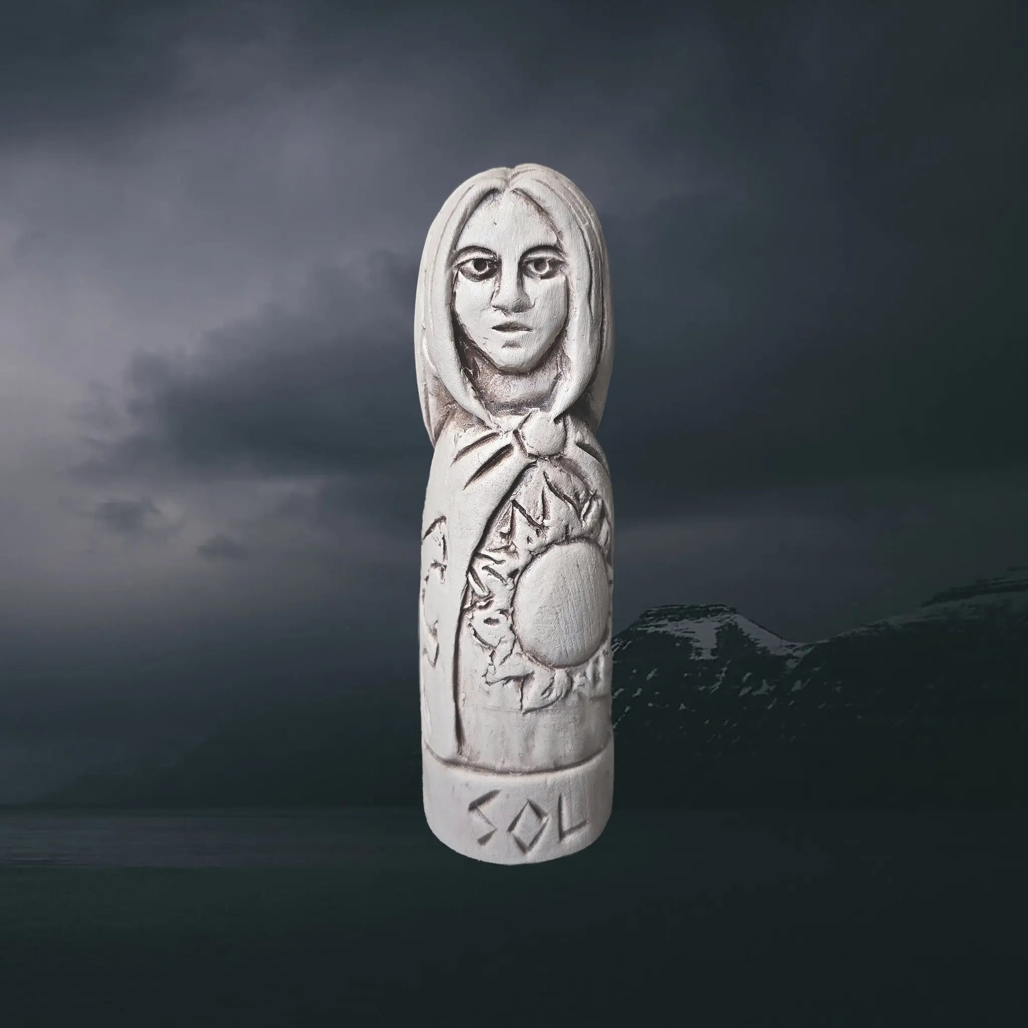 Statuette of the Norse Goddess Sol in Hand-Crafted Clay