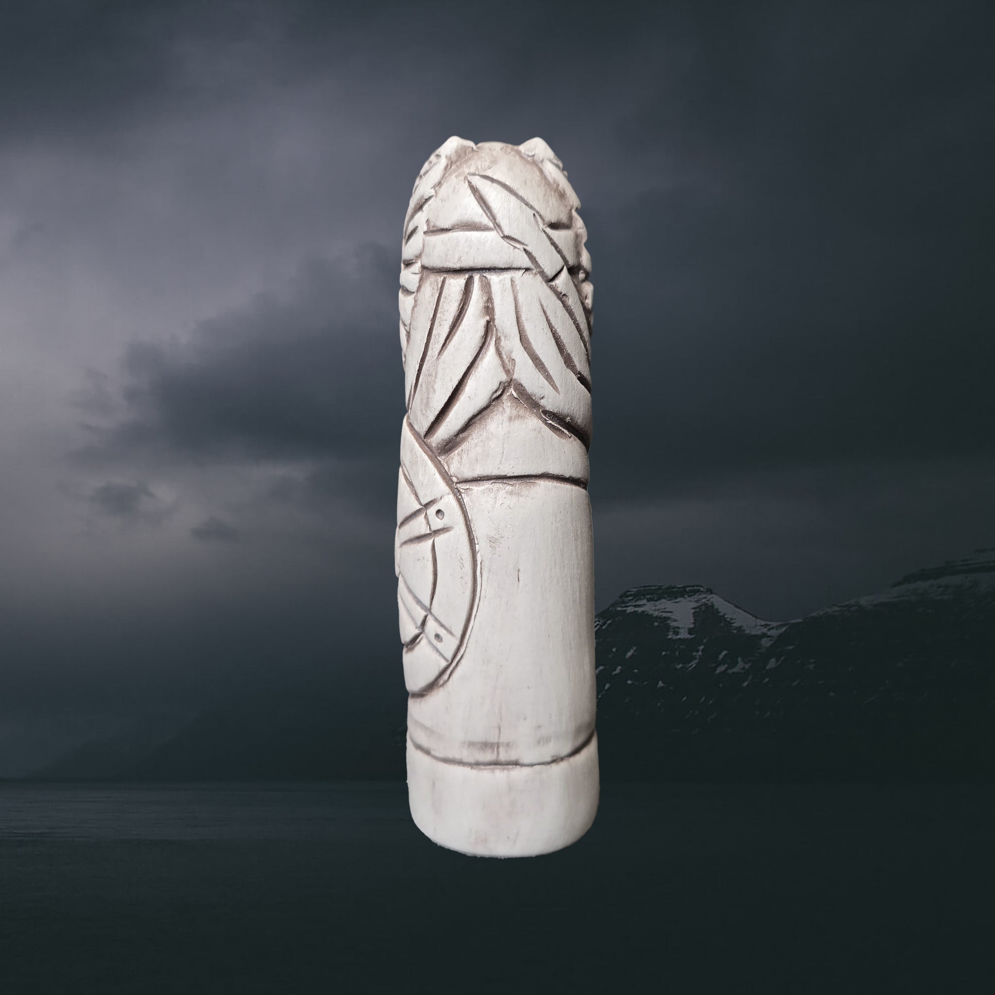 Hand-Crafted Ceramic Norse Mythology Valkyrie Statuette - Back View