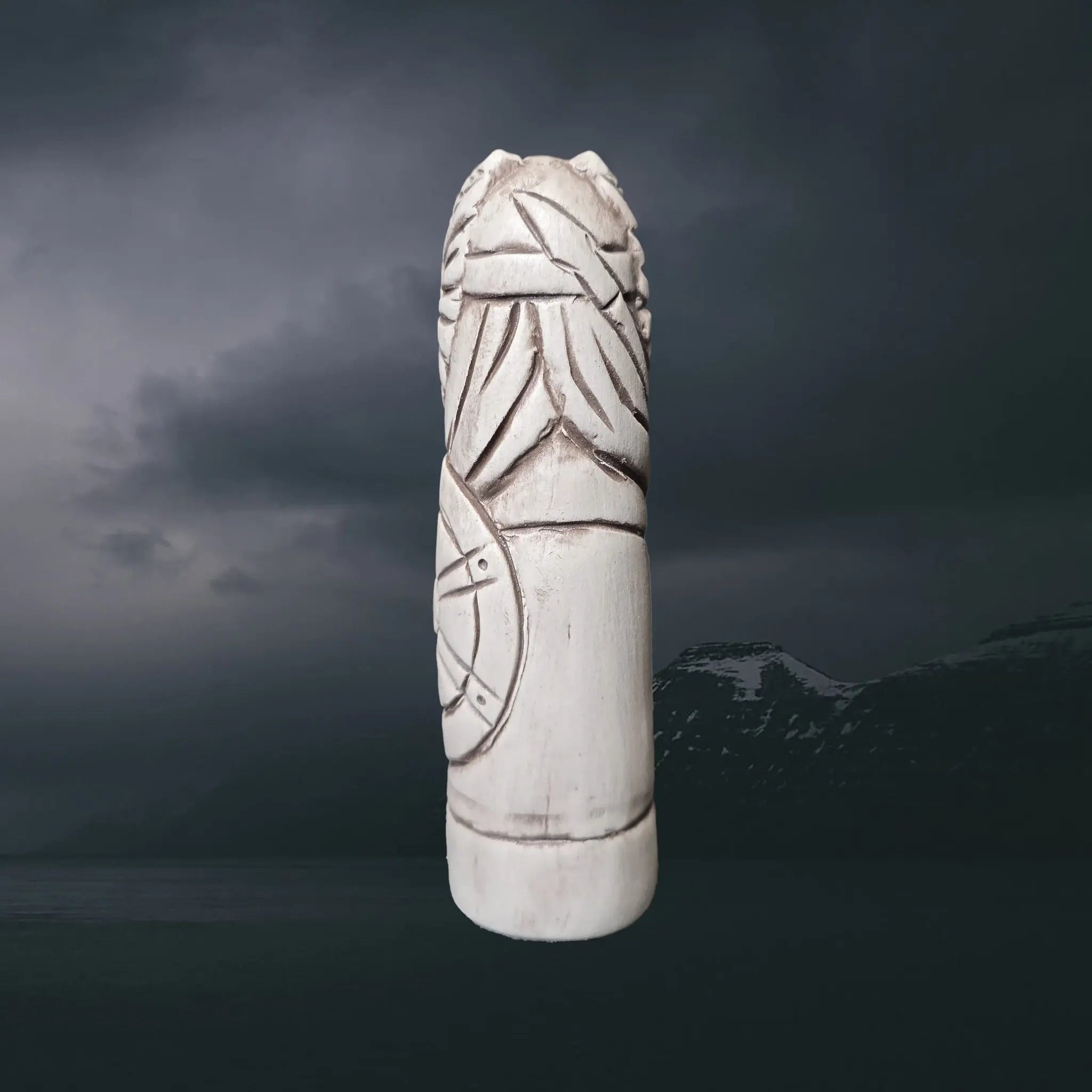 Hand-Crafted Ceramic Norse Mythology Valkyrie Statuette - Back View